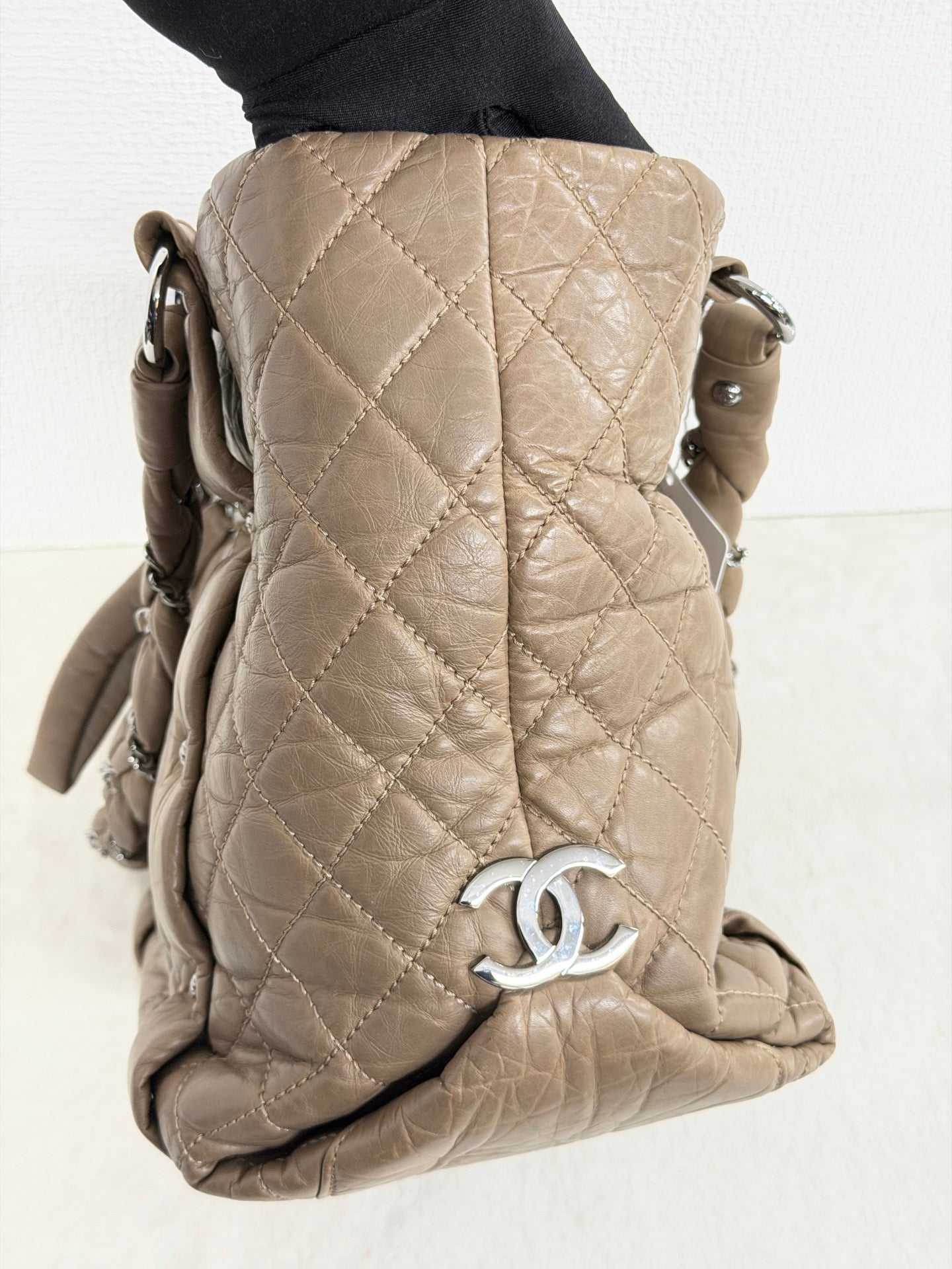 CHANEL Quilted Leather Lady Braid Shopping Tote Bag