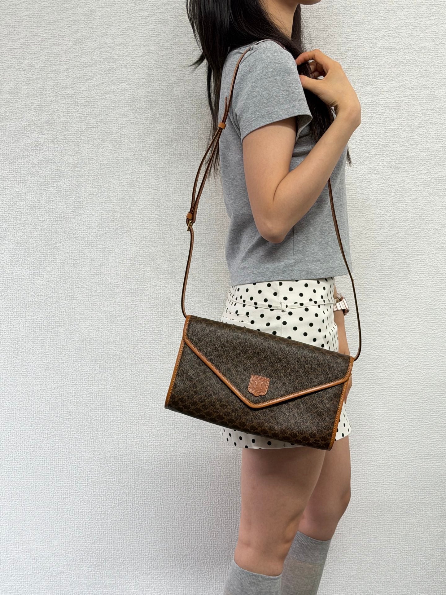 CELINE Macadam Canvas Crossbody Shoulder Bag