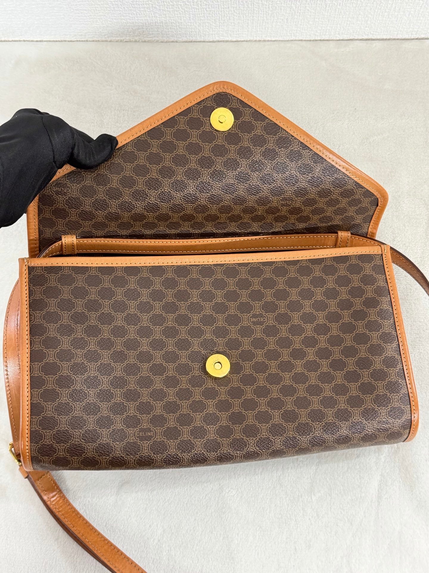 CELINE Macadam Canvas Crossbody Shoulder Bag