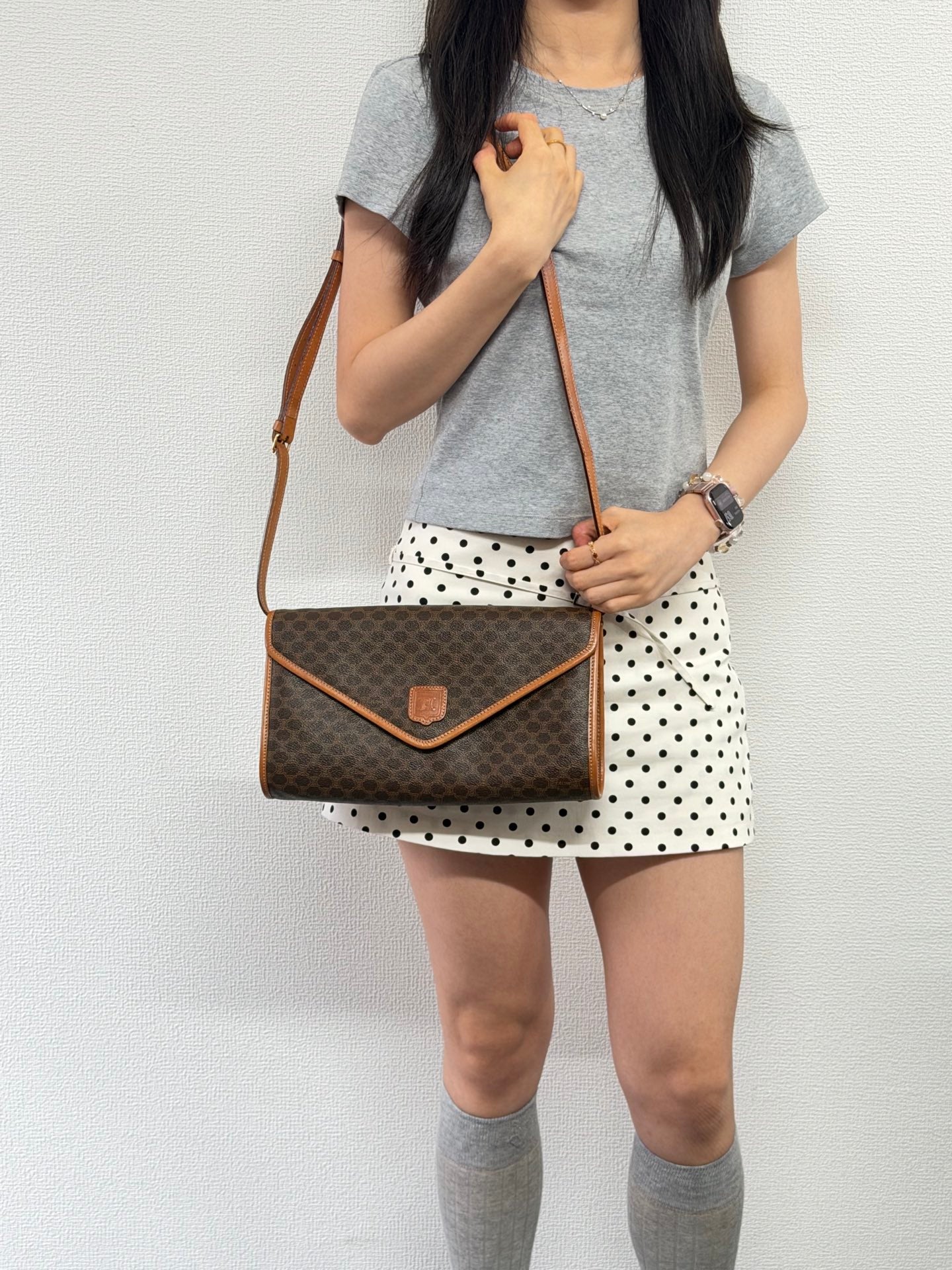 CELINE Macadam Canvas Crossbody Shoulder Bag