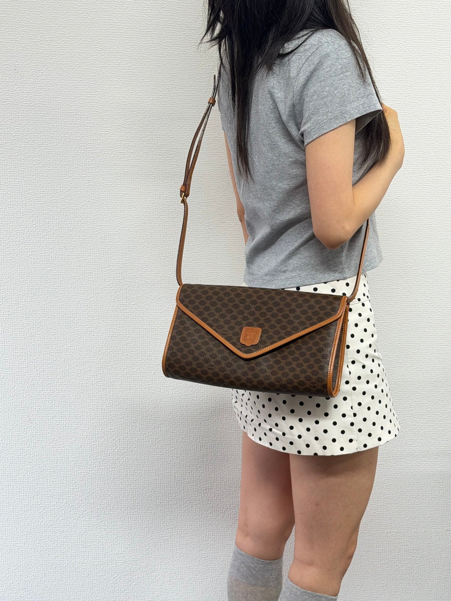 CELINE Macadam Canvas Crossbody Shoulder Bag