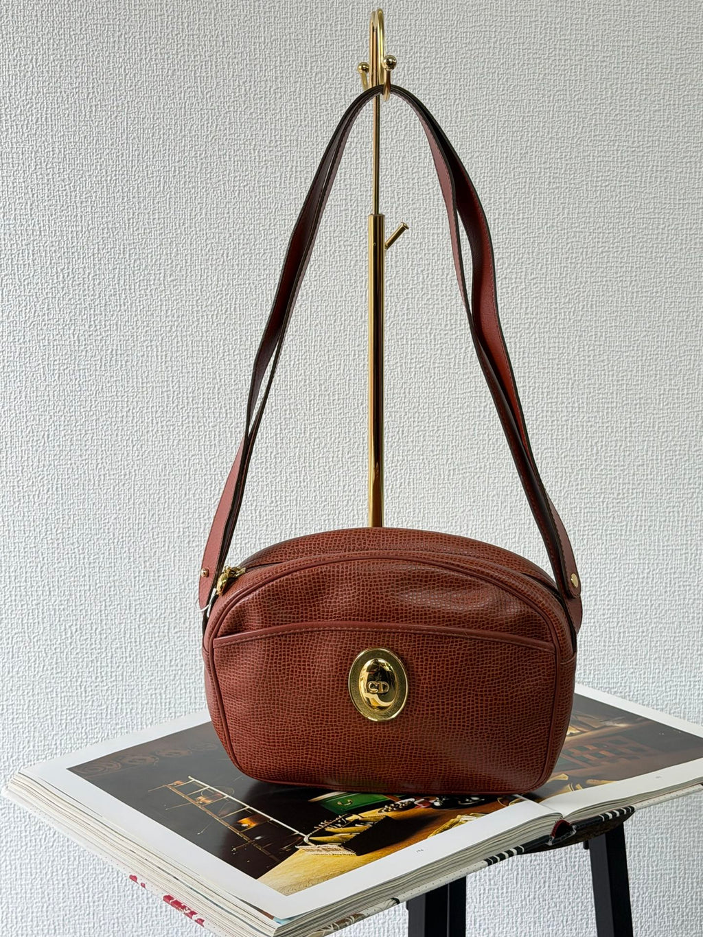 Christian Dior  CD Oval Hardware Leather Camera Bag