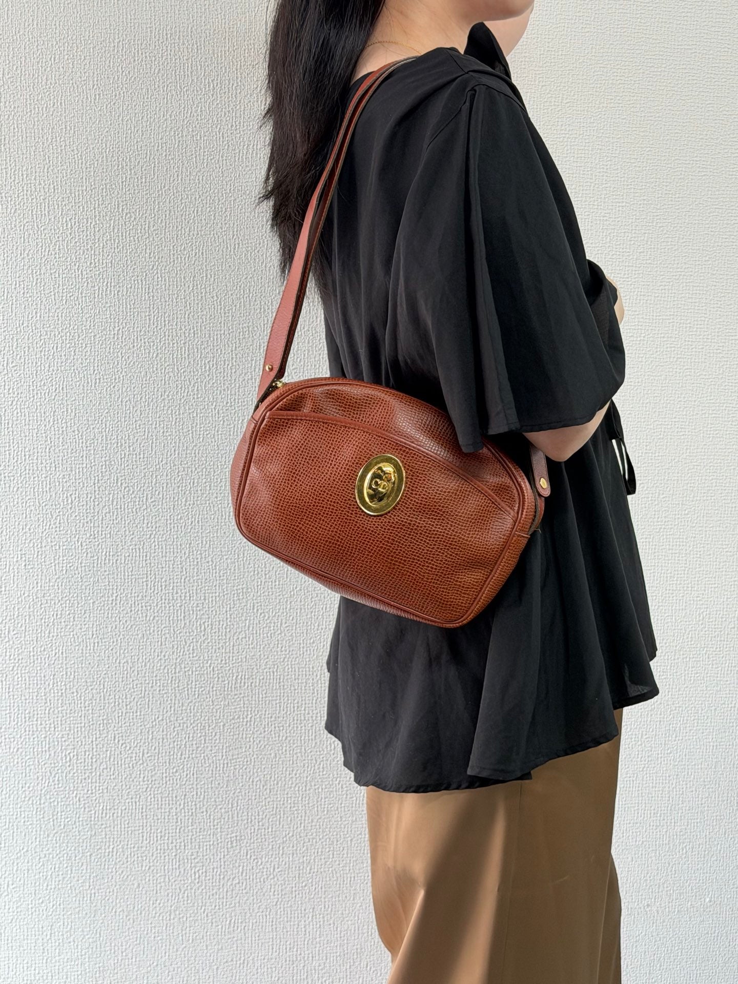 Christian Dior  CD Oval Hardware Leather Camera Bag