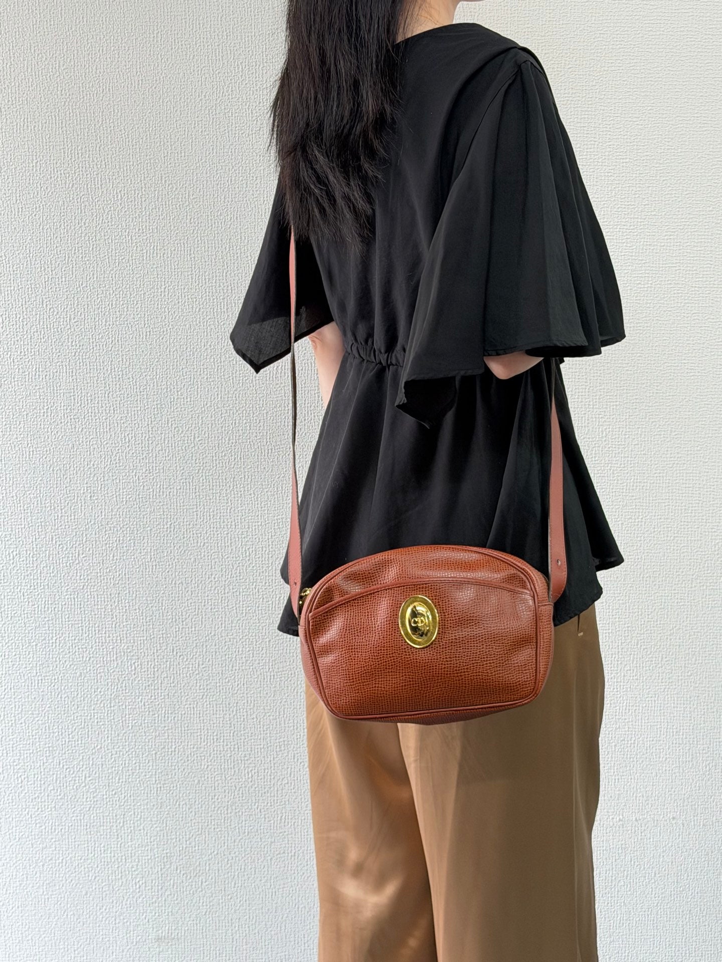 Christian Dior  CD Oval Hardware Leather Camera Bag
