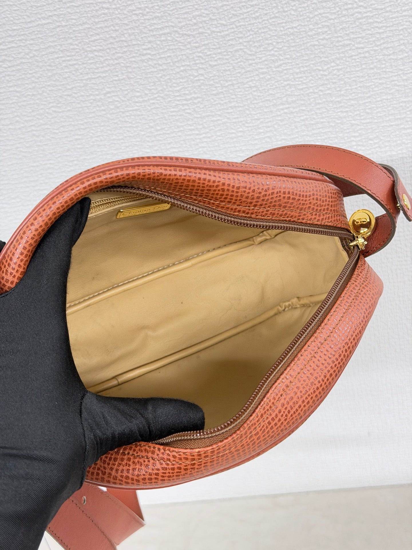 Christian Dior  CD Oval Hardware Leather Camera Bag