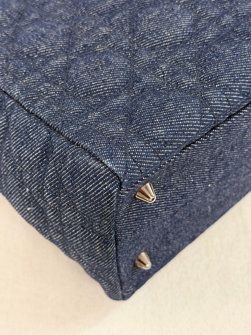 Christian Dior Denim Cannage Medium Lady Dior Bag