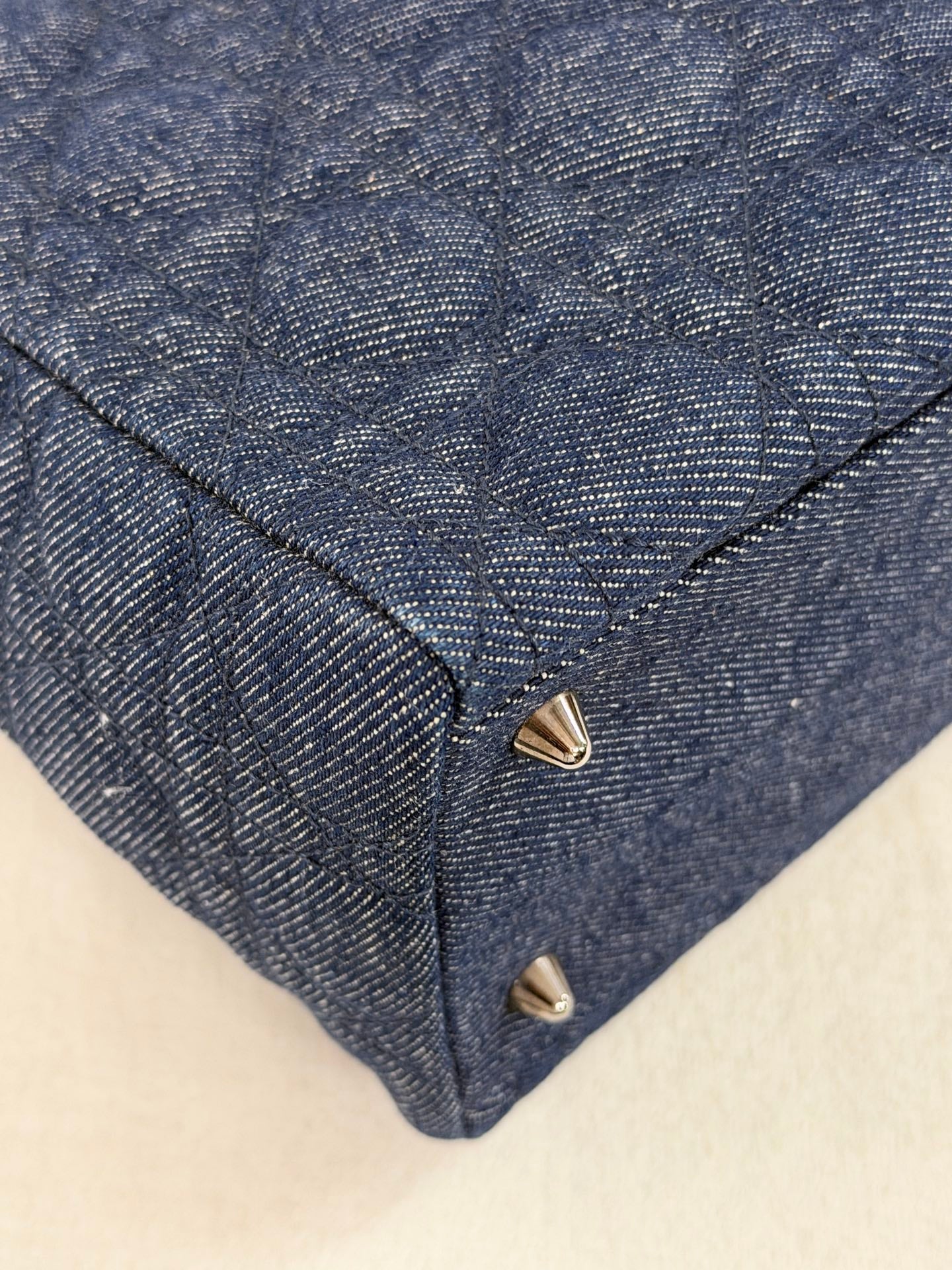 Christian Dior Denim Cannage Medium Lady Dior Bag