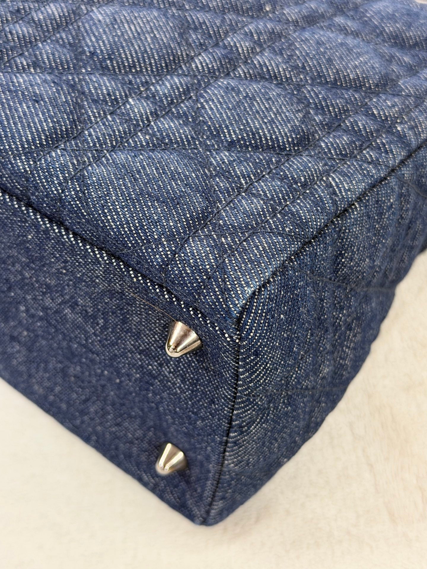 Christian Dior Denim Cannage Medium Lady Dior Bag