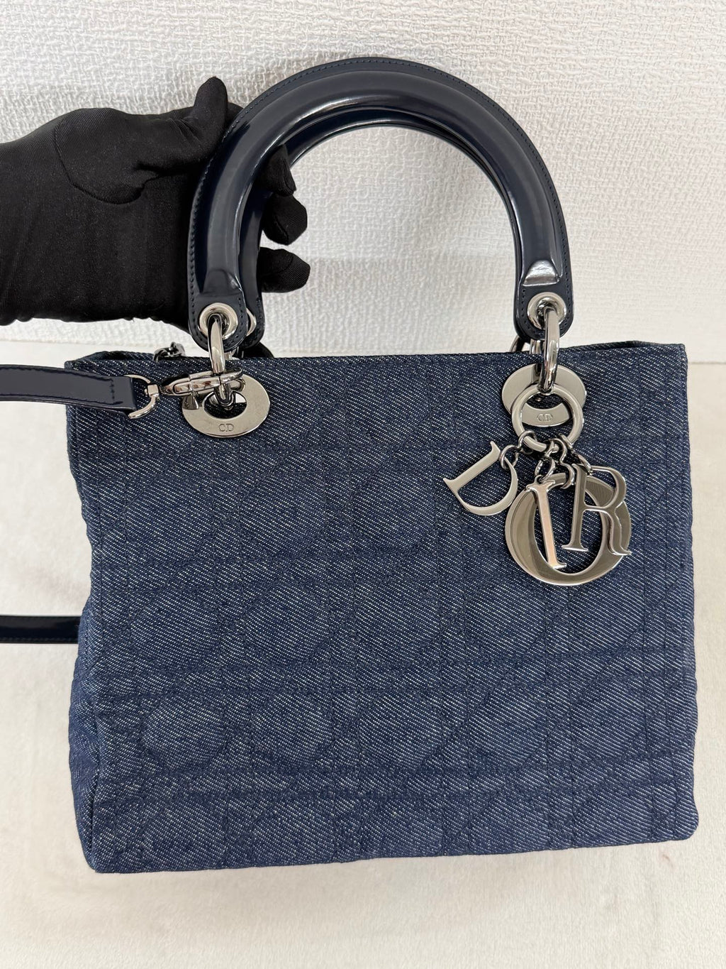Christian Dior Denim Cannage Medium Lady Dior Bag