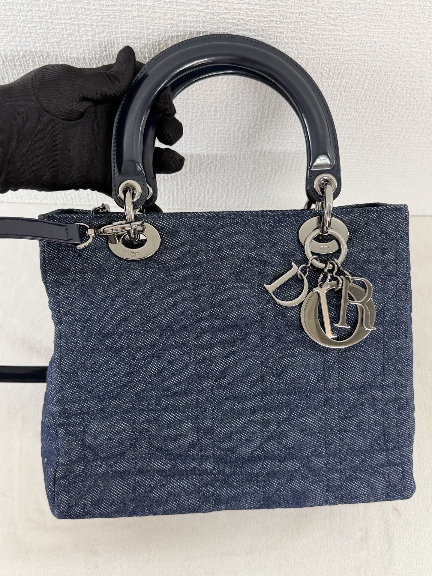 Christian Dior Denim Cannage Medium Lady Dior Bag