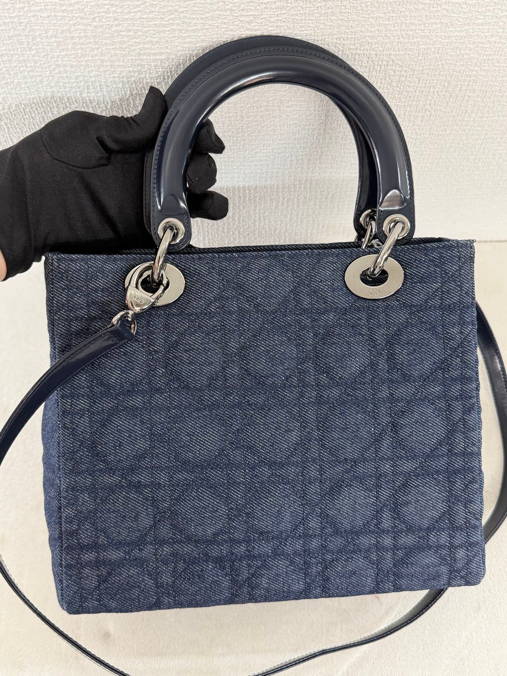 Christian Dior Denim Cannage Medium Lady Dior Bag