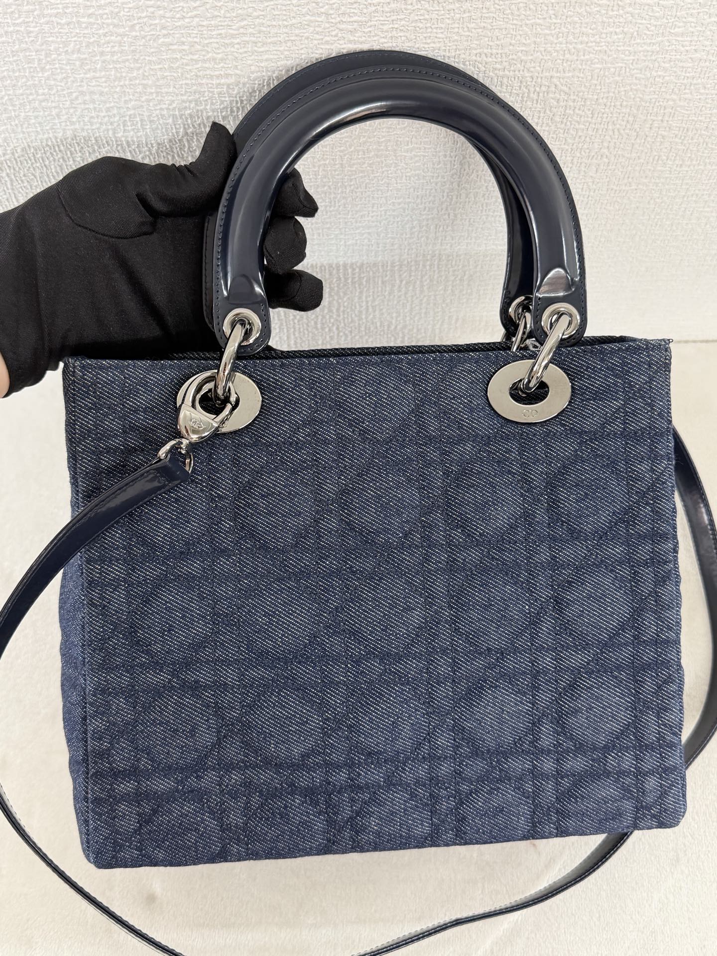 Christian Dior Denim Cannage Medium Lady Dior Bag