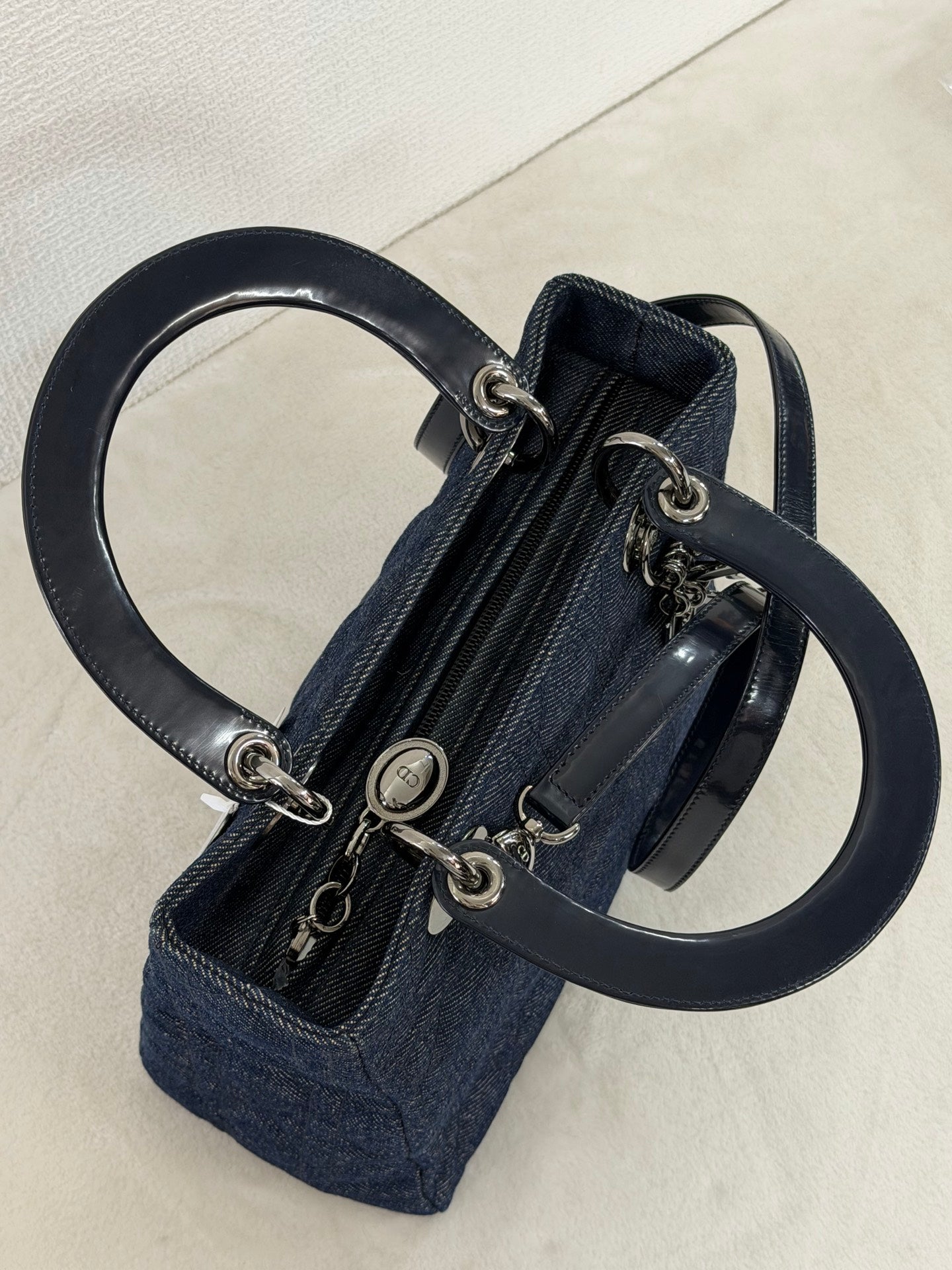 Christian Dior Denim Cannage Medium Lady Dior Bag