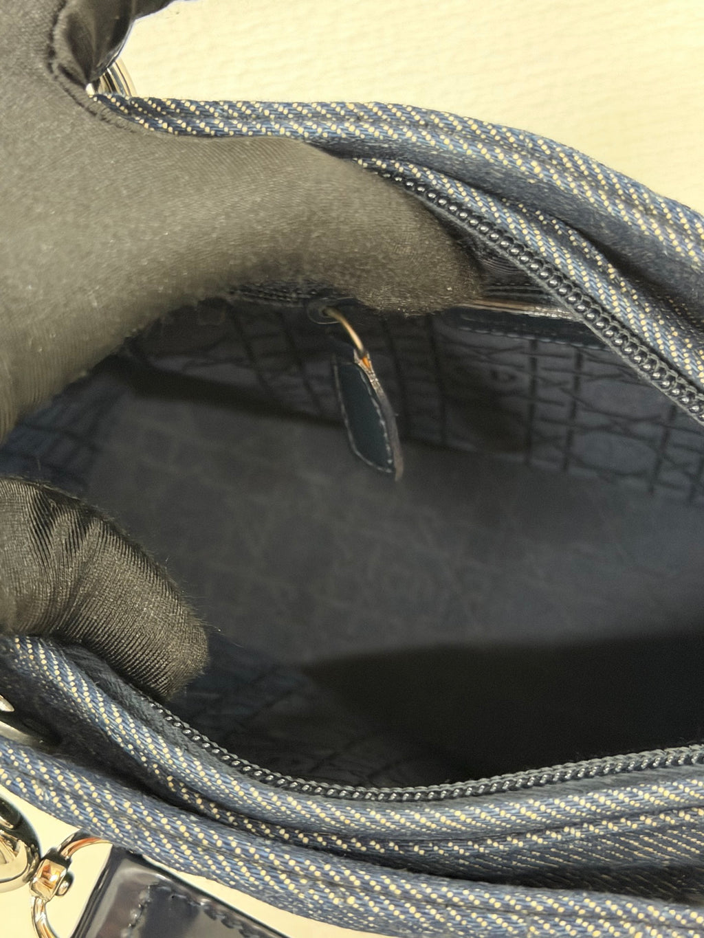 Christian Dior Denim Cannage Medium Lady Dior Bag