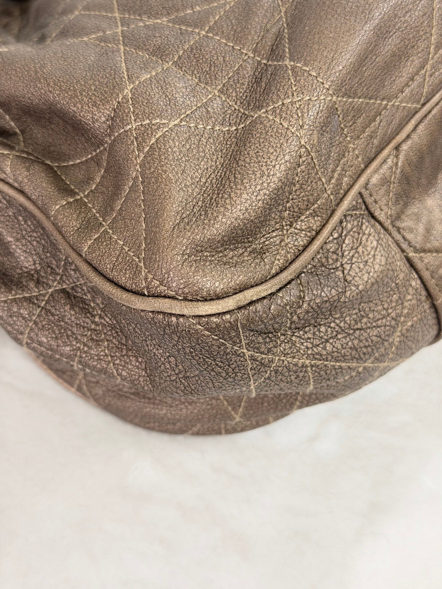 Christian Dior 2007 Lambskin Cannage Drawstring Hobo Bag