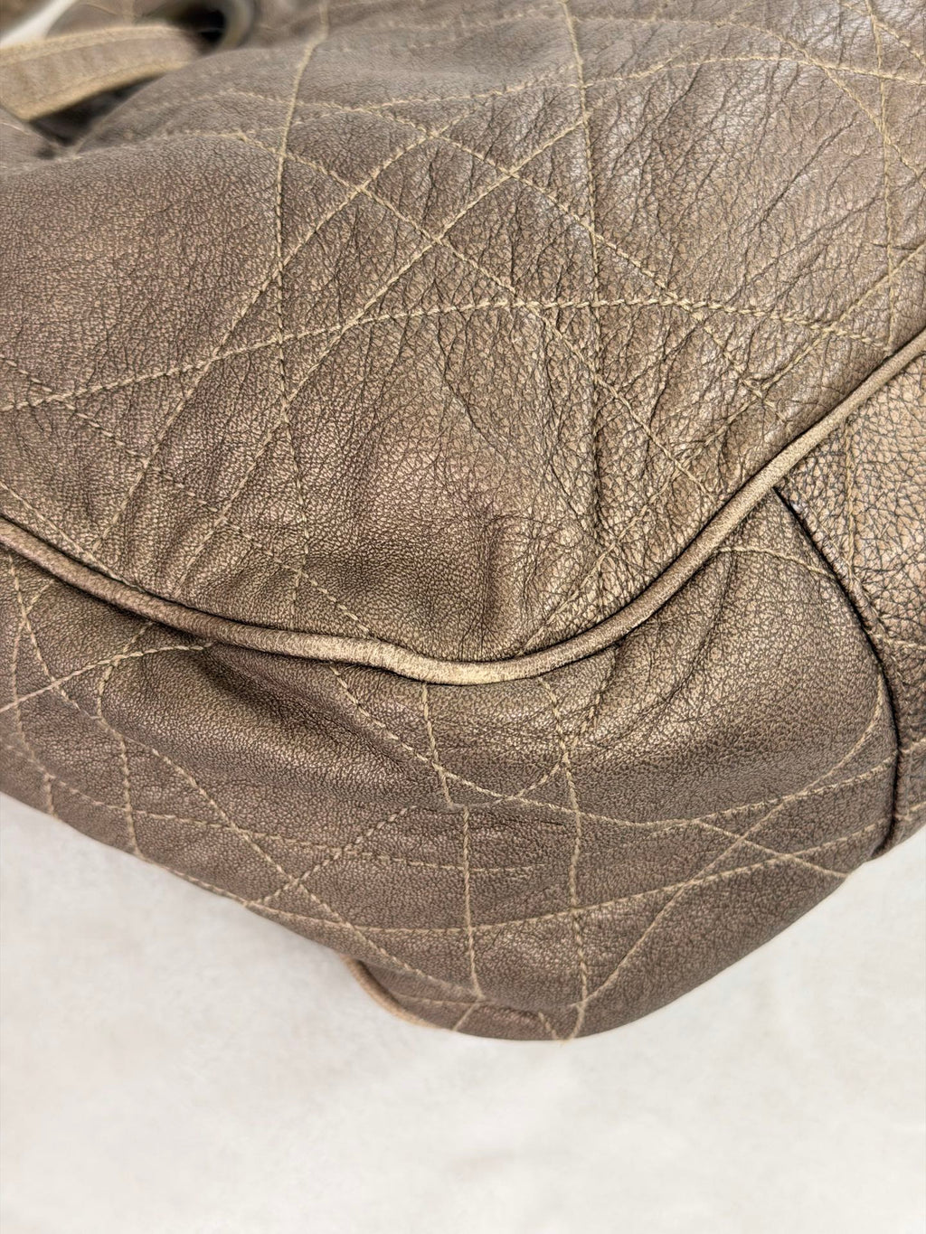 Christian Dior 2007 Lambskin Cannage Drawstring Hobo Bag