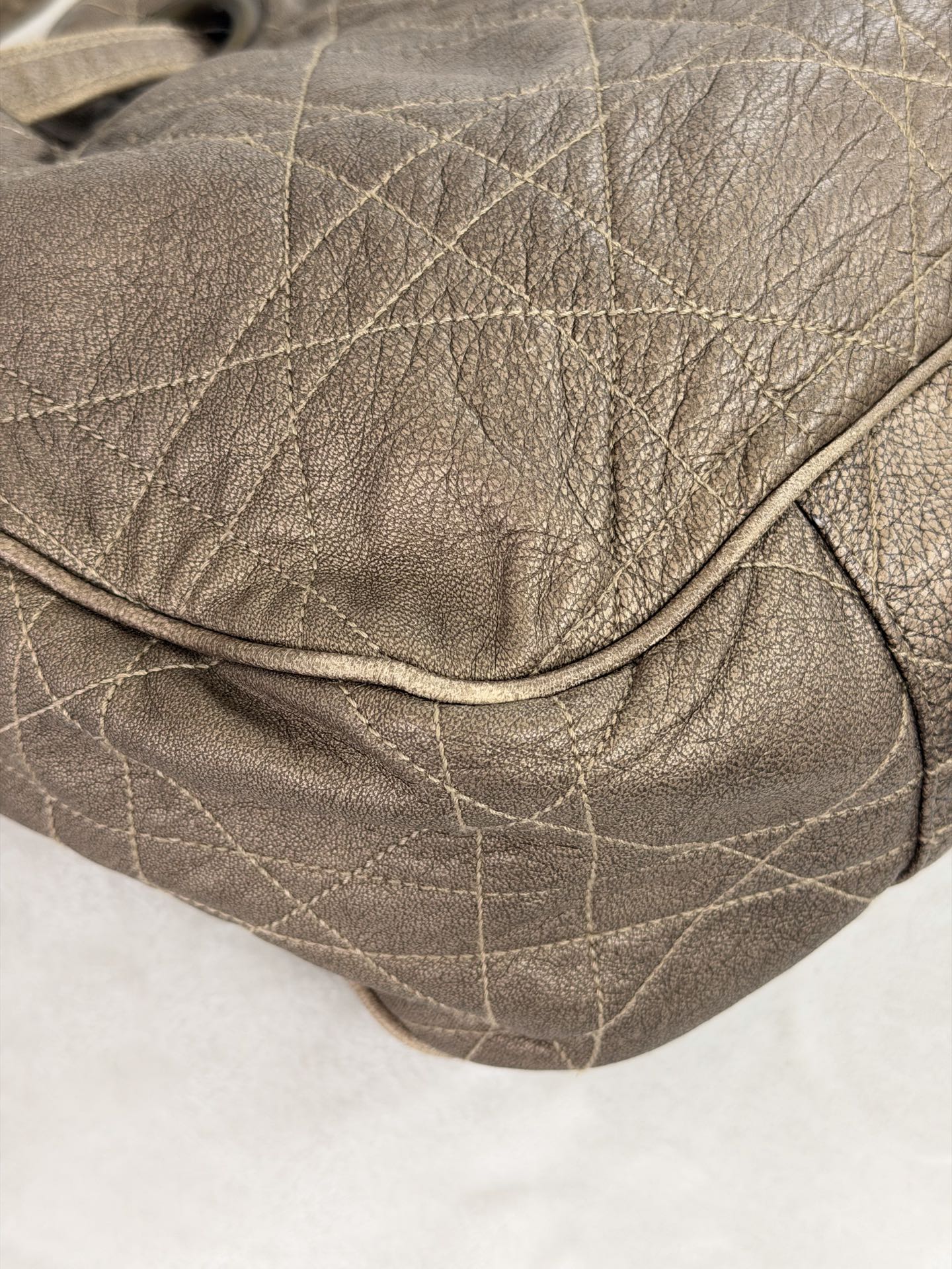 Christian Dior 2007 Lambskin Cannage Drawstring Hobo Bag
