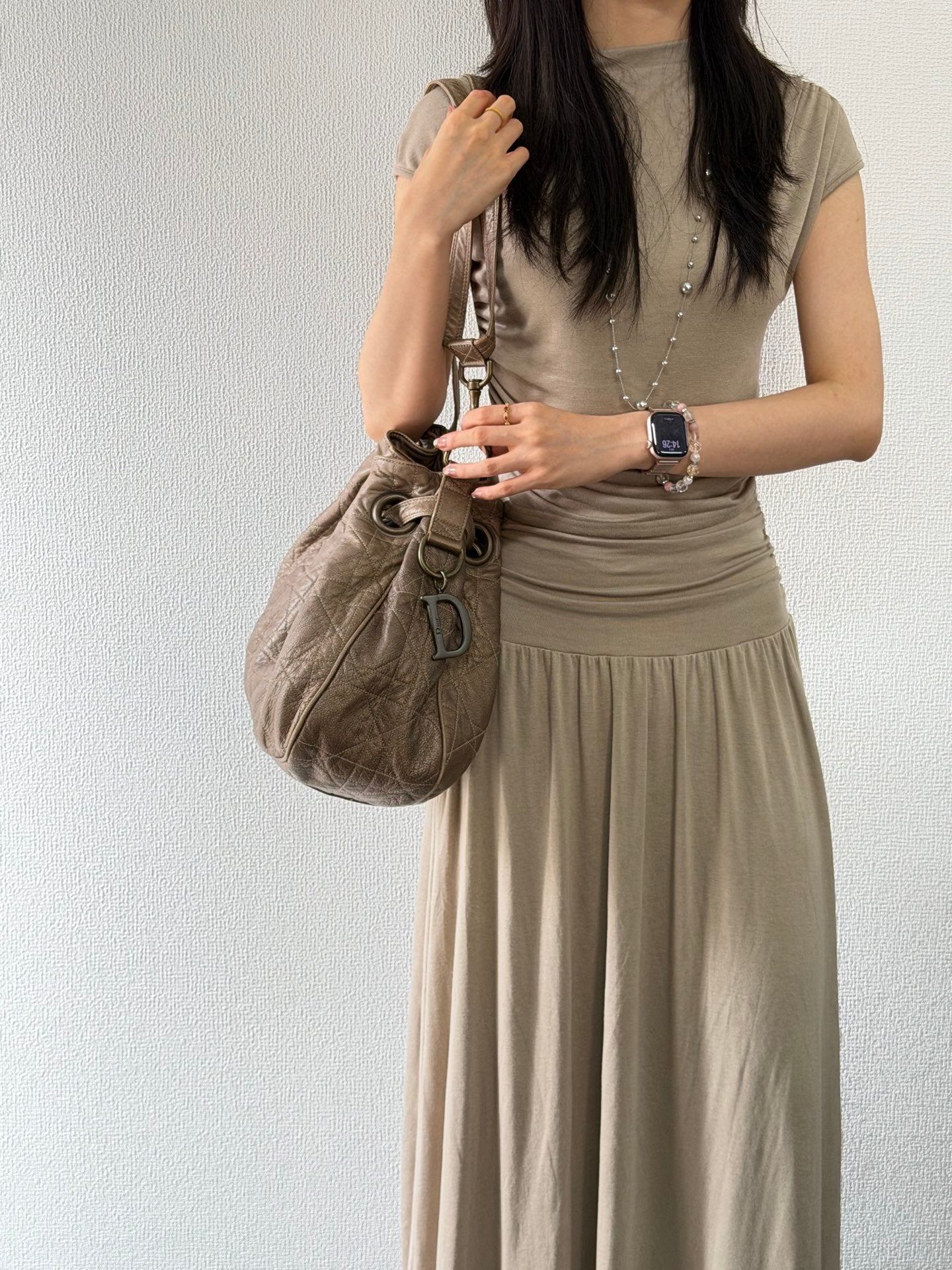 Christian Dior 2007 Lambskin Cannage Drawstring Hobo Bag