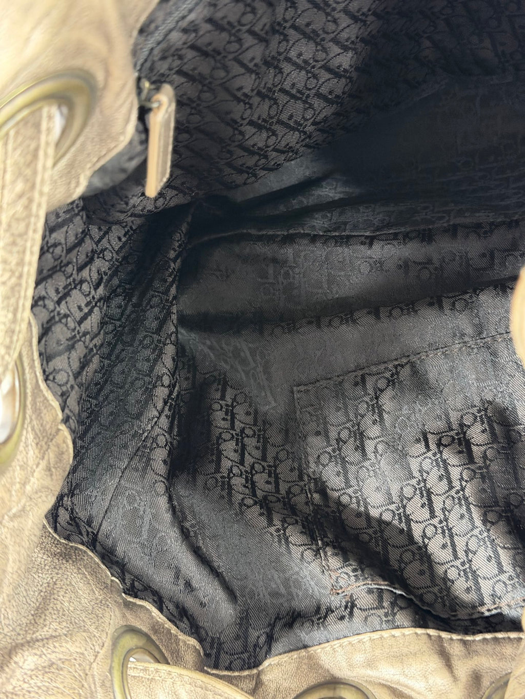 Christian Dior 2007 Lambskin Cannage Drawstring Hobo Bag