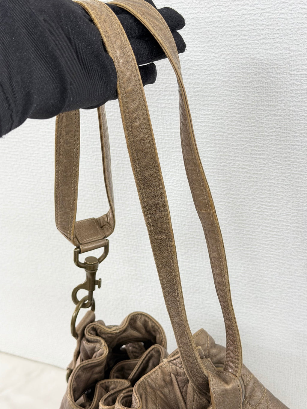 Christian Dior 2007 Lambskin Cannage Drawstring Hobo Bag