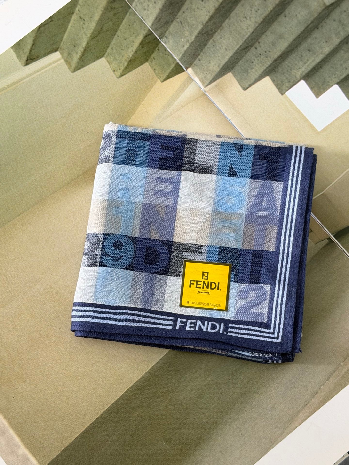 FENDI Alphabet Block Logo Print Cotton Handkerchief