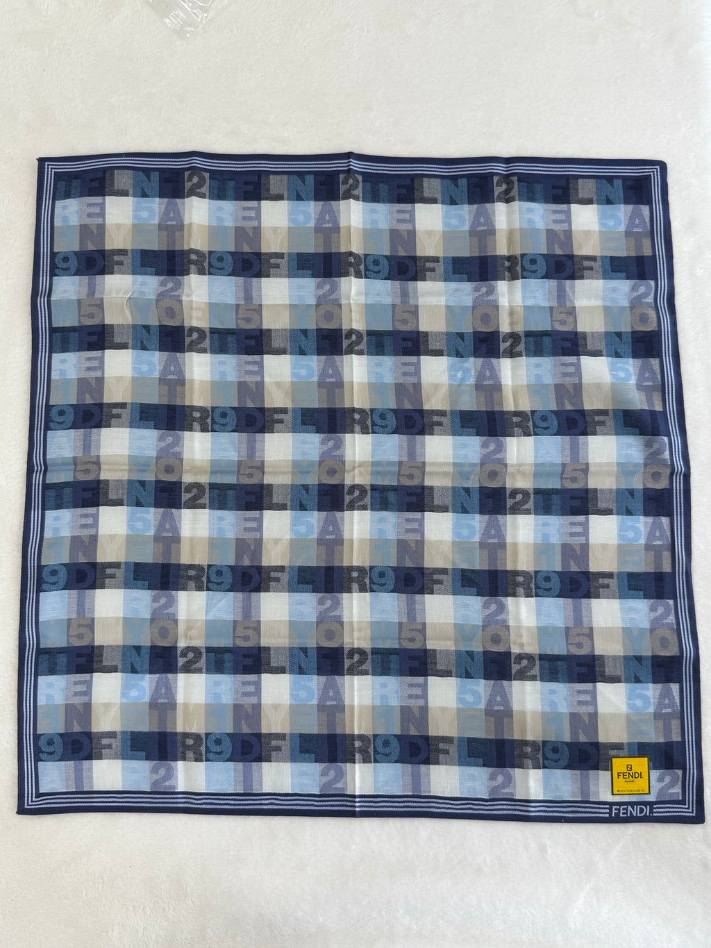 FENDI Alphabet Block Logo Print Cotton Handkerchief