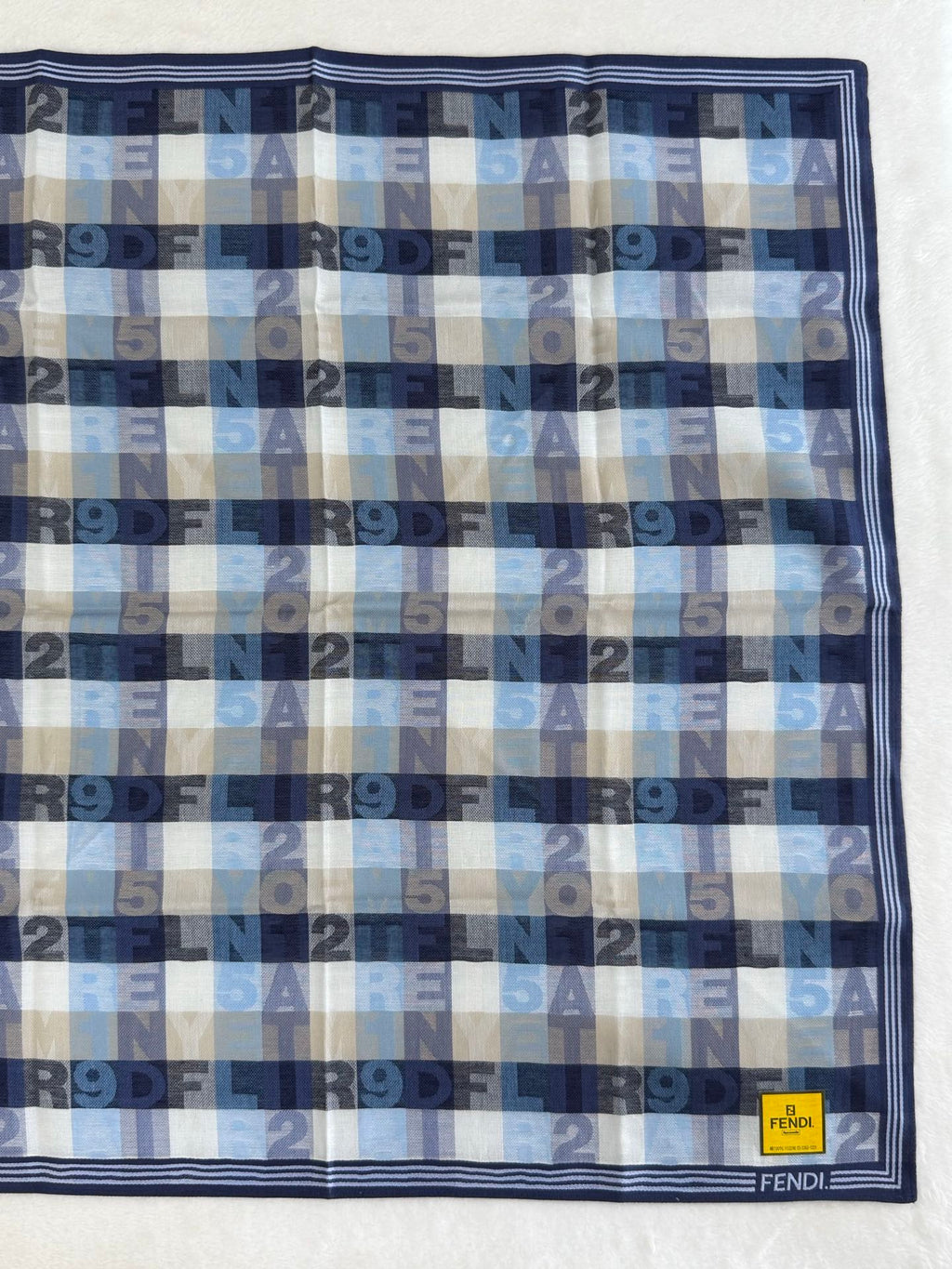 FENDI Alphabet Block Logo Print Cotton Handkerchief