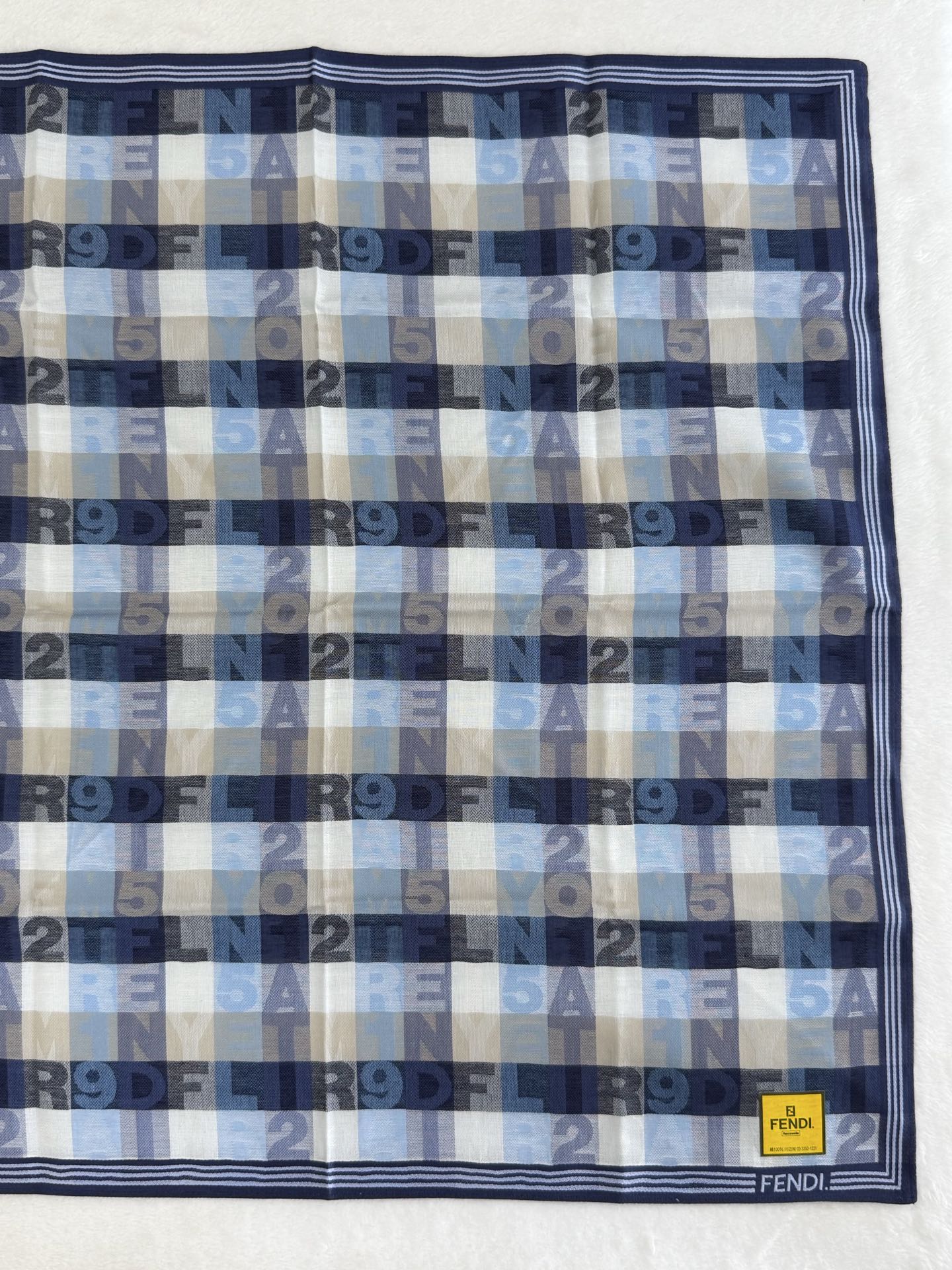 FENDI Alphabet Block Logo Print Cotton Handkerchief