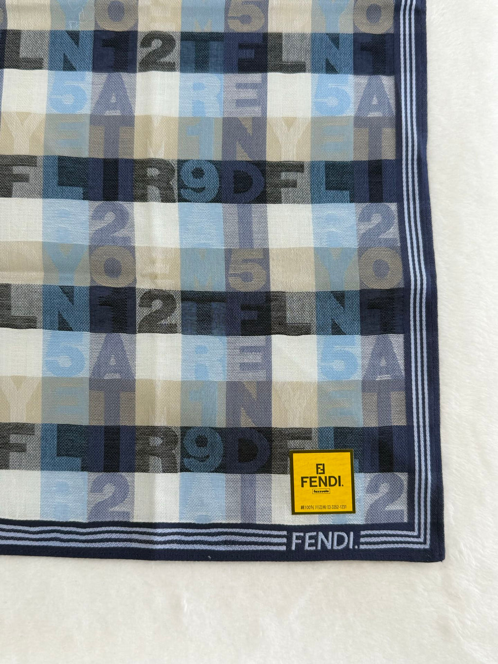 FENDI Alphabet Block Logo Print Cotton Handkerchief