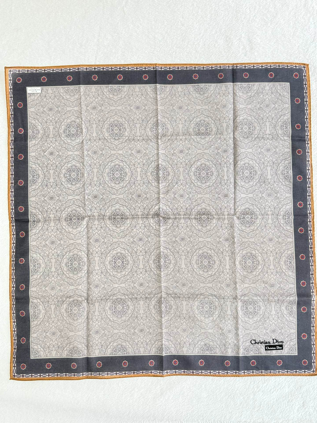 Christian Dior Paisley and Medallion Print Cotton Handkerchief