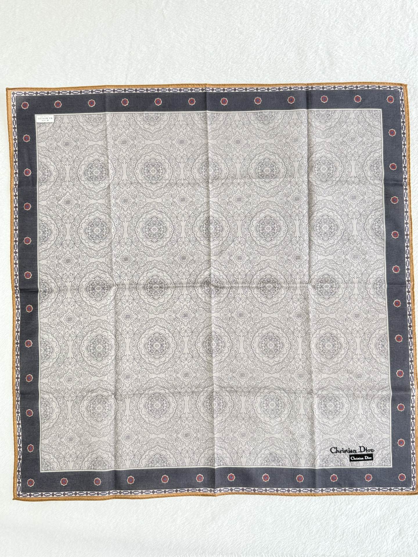 Christian Dior Paisley and Medallion Print Cotton Handkerchief