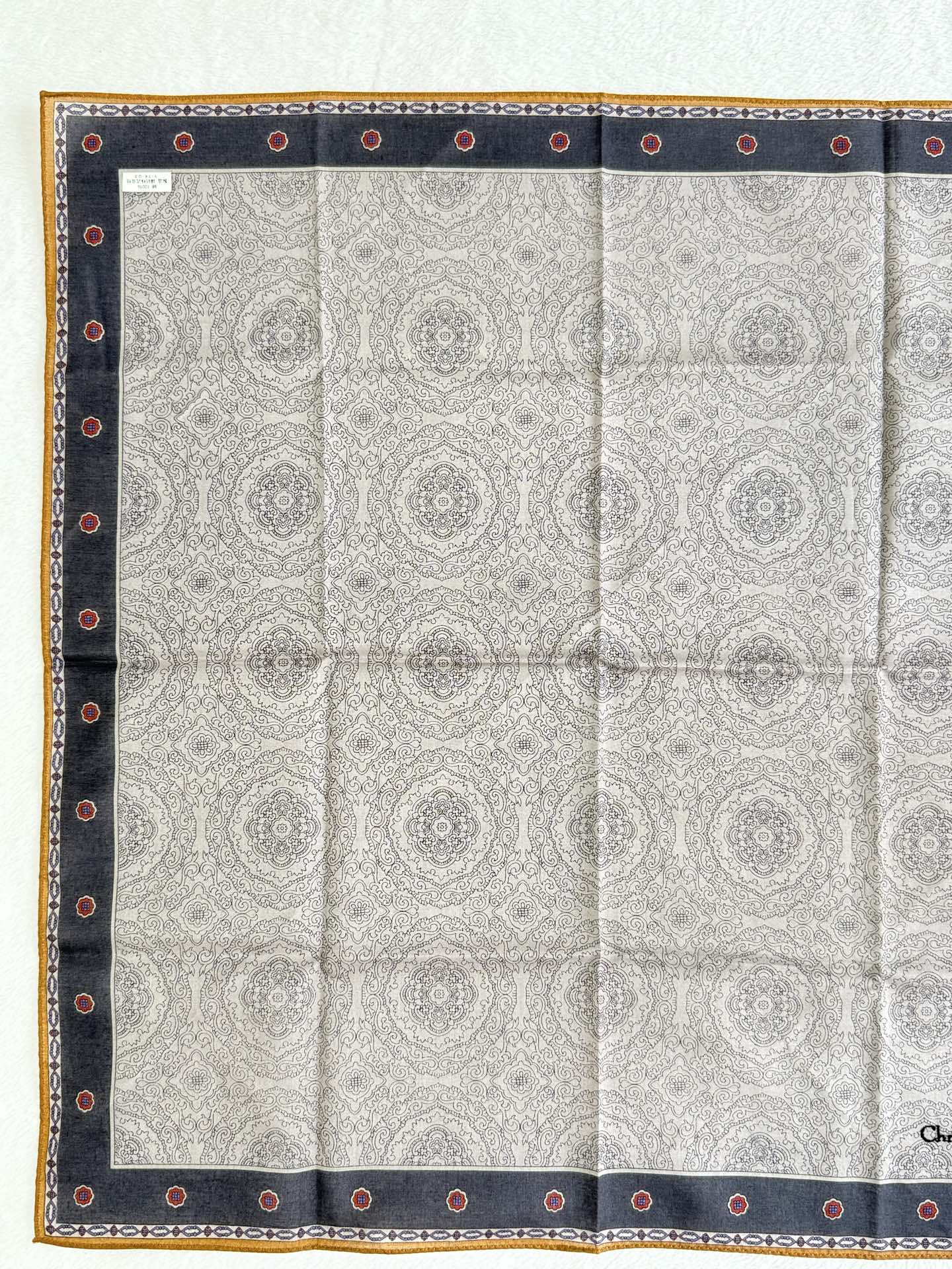 Christian Dior Paisley and Medallion Print Cotton Handkerchief