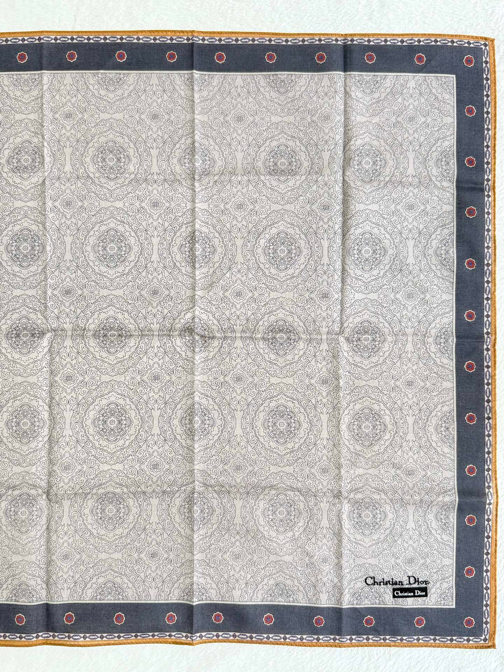 Christian Dior Paisley and Medallion Print Cotton Handkerchief