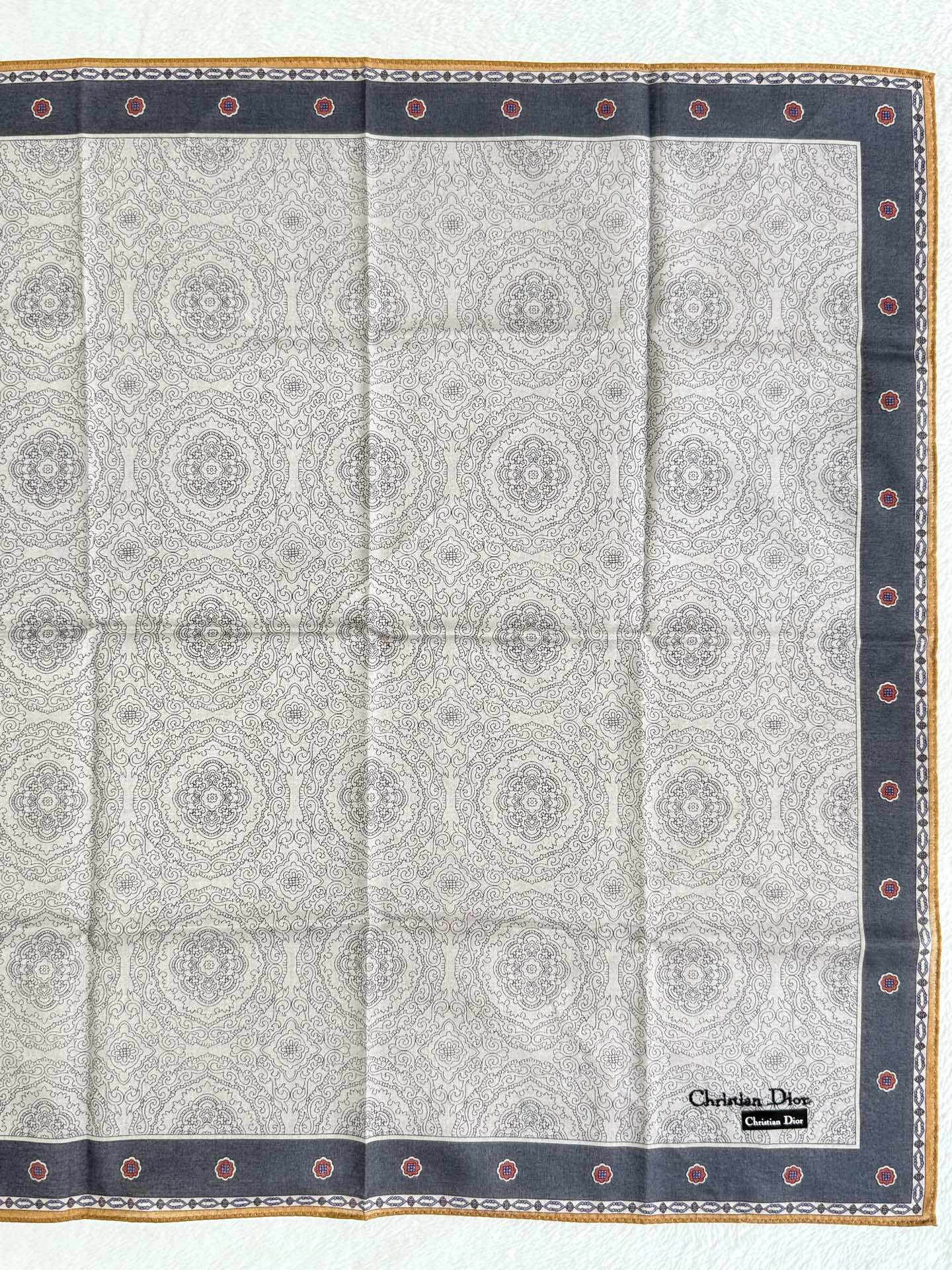 Christian Dior Paisley and Medallion Print Cotton Handkerchief