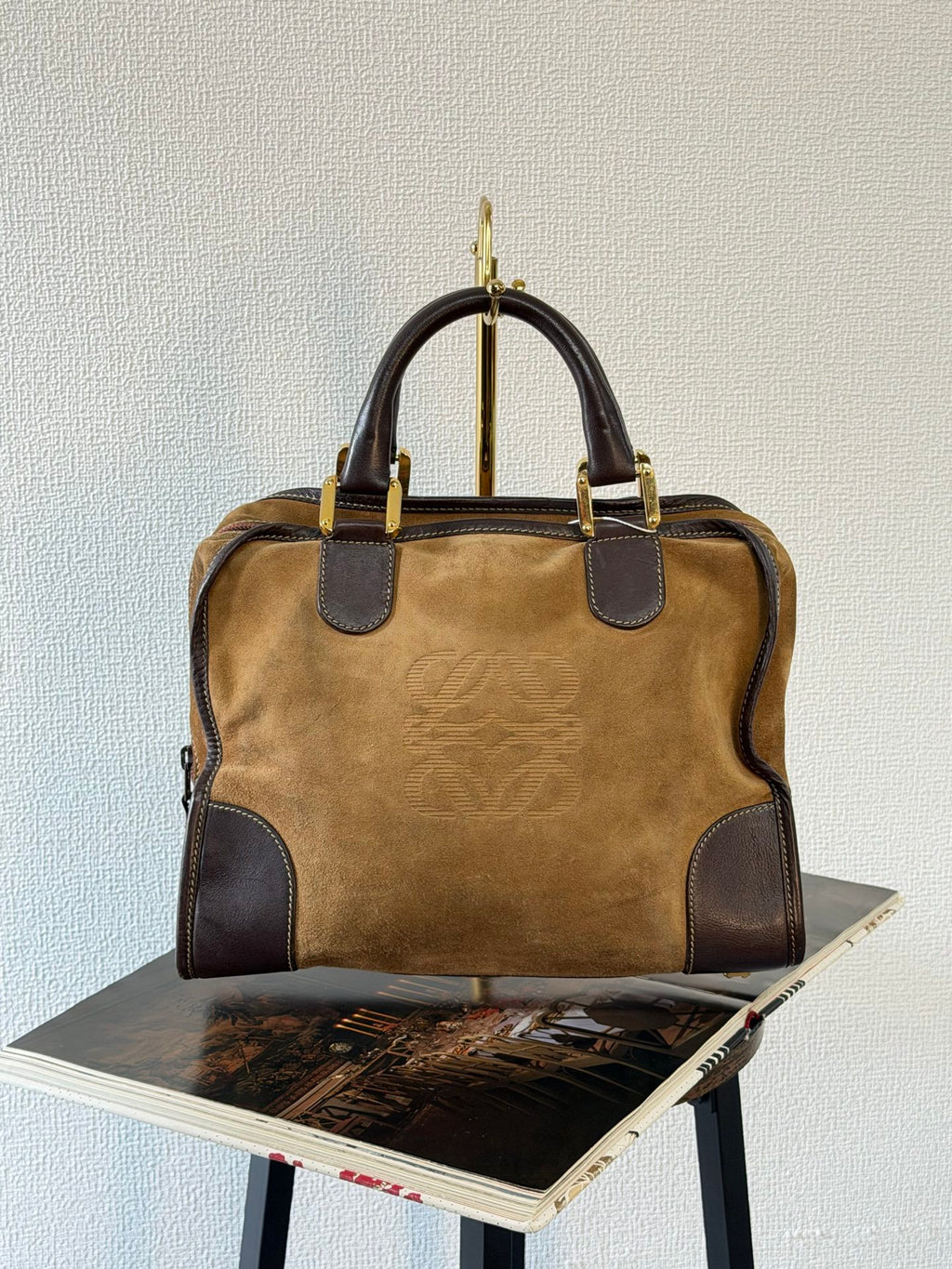 LOEWE Suede Anagram Amazona Handbag