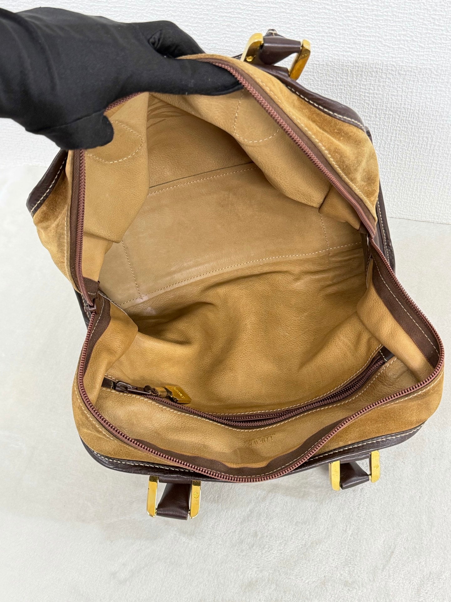 LOEWE Suede Anagram Amazona Handbag