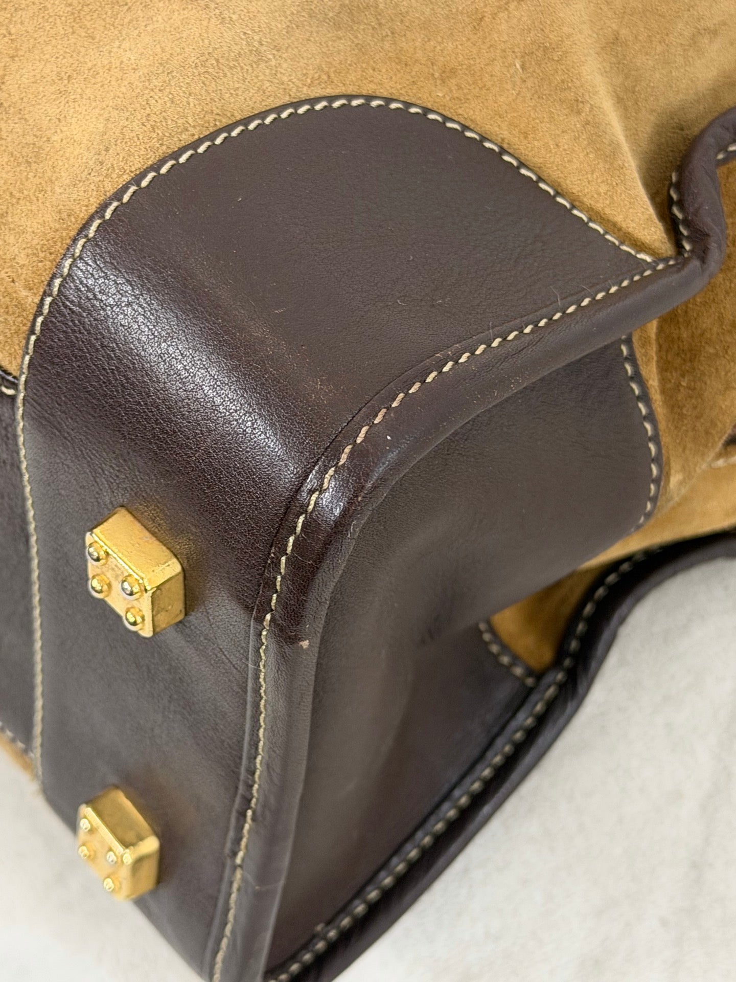 LOEWE Suede Anagram Amazona Handbag