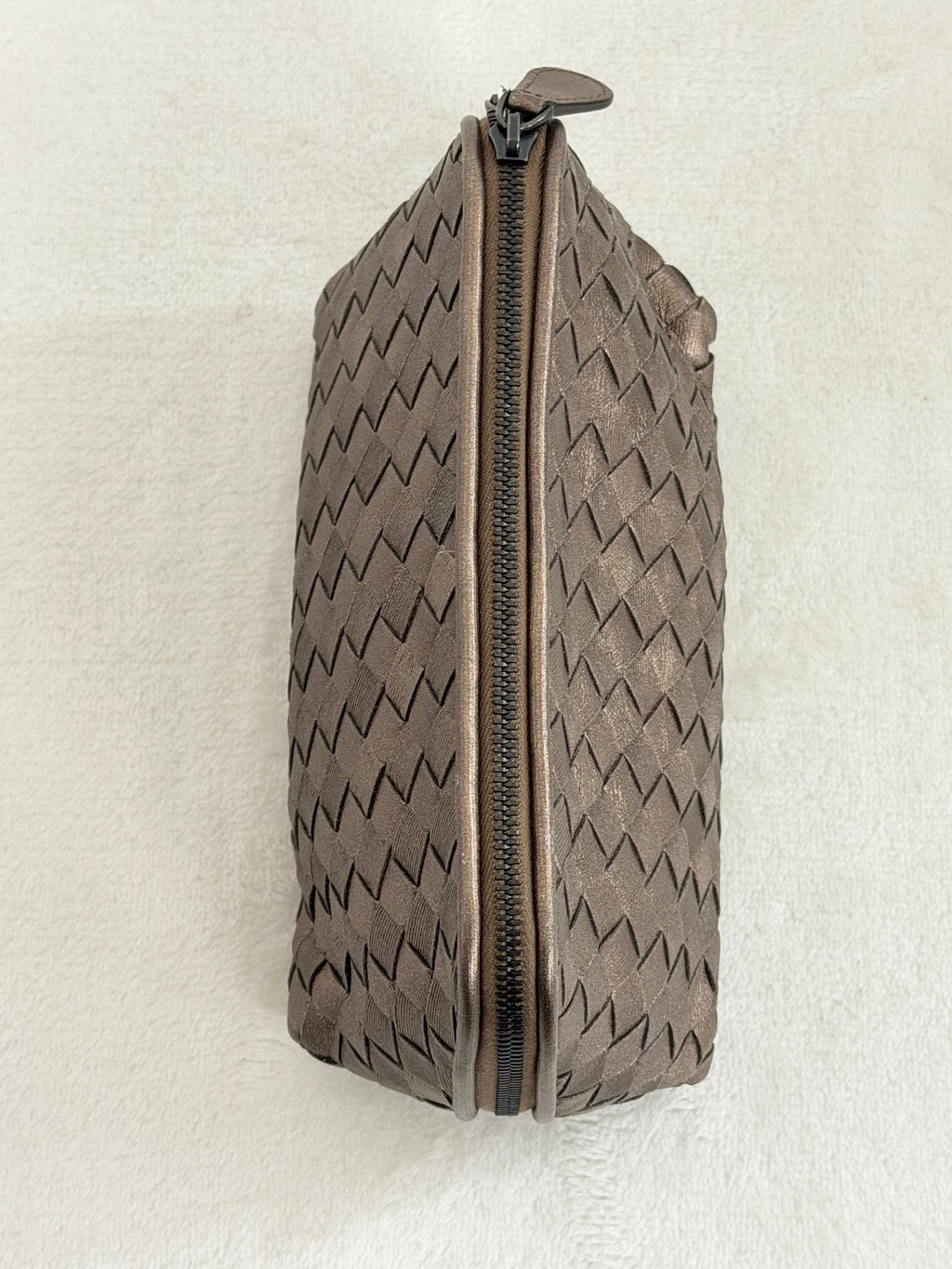 Bottega Veneta Intrecciato Metallic Bronze Cosmetic Pouch