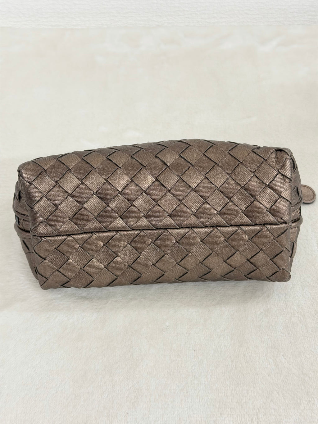 Bottega Veneta Intrecciato Metallic Bronze Cosmetic Pouch