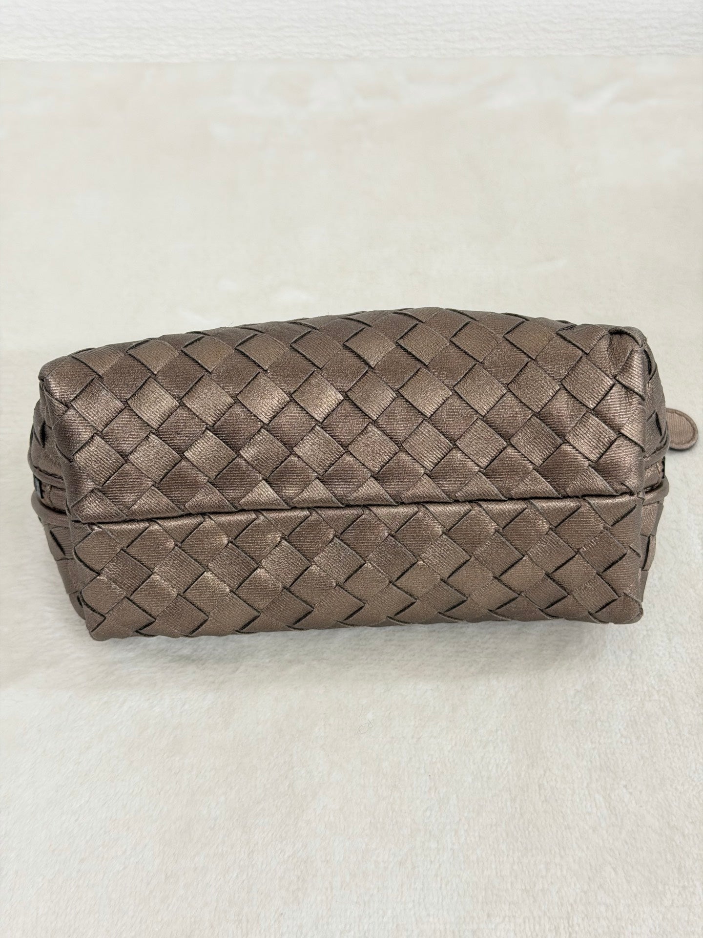 Bottega Veneta Intrecciato Metallic Bronze Cosmetic Pouch