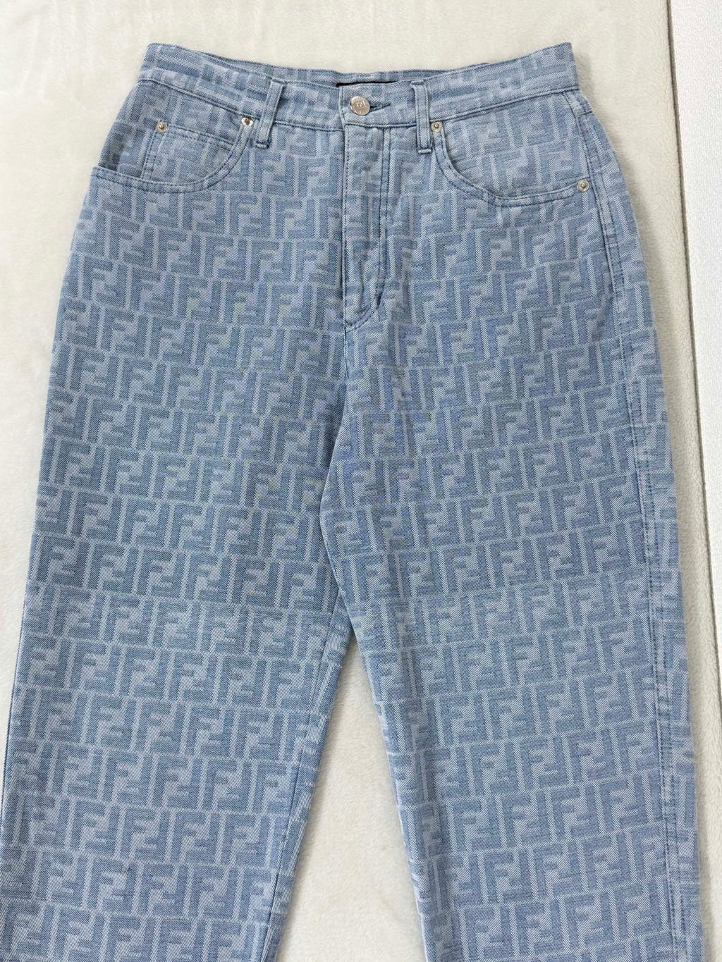 FENDI Zucca Monogram Pattern Denim Jeans