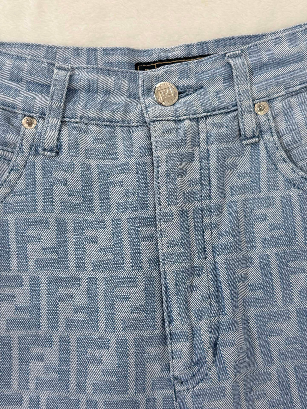 FENDI Zucca Monogram Pattern Denim Jeans