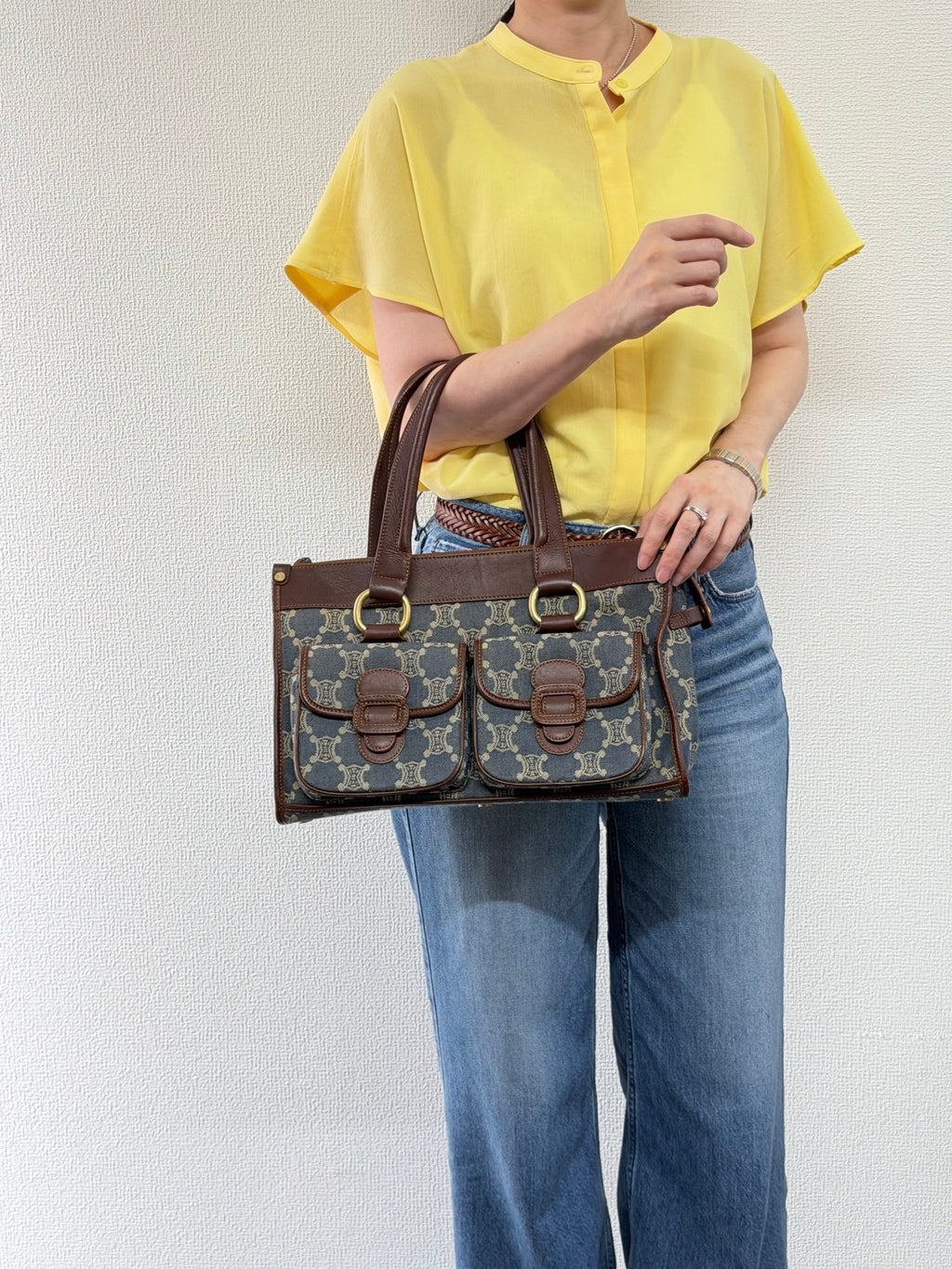CELINE Paris Macadam Denim Canvas Multi-Pocket Handbag