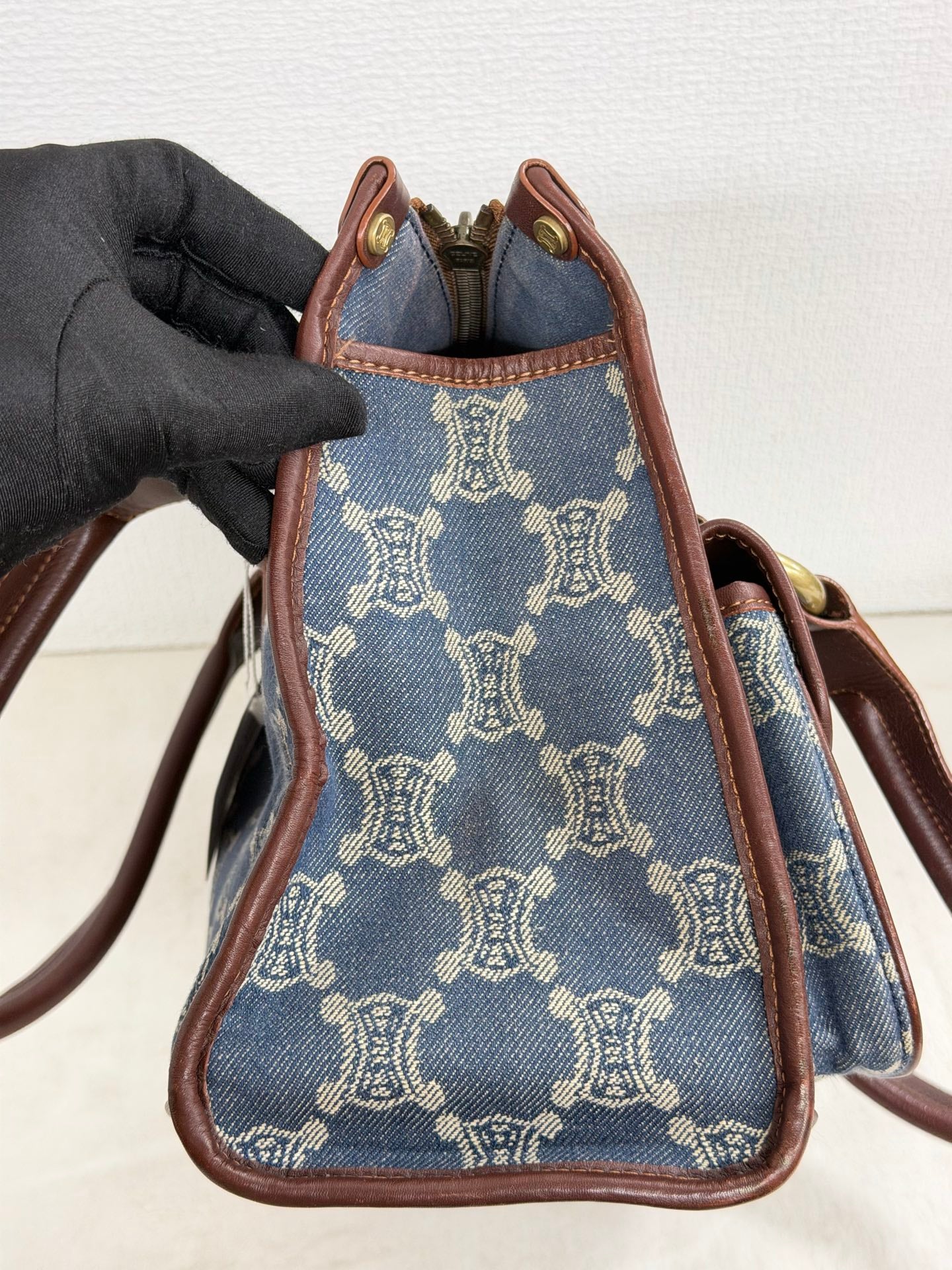CELINE Paris Macadam Denim Canvas Multi-Pocket Handbag