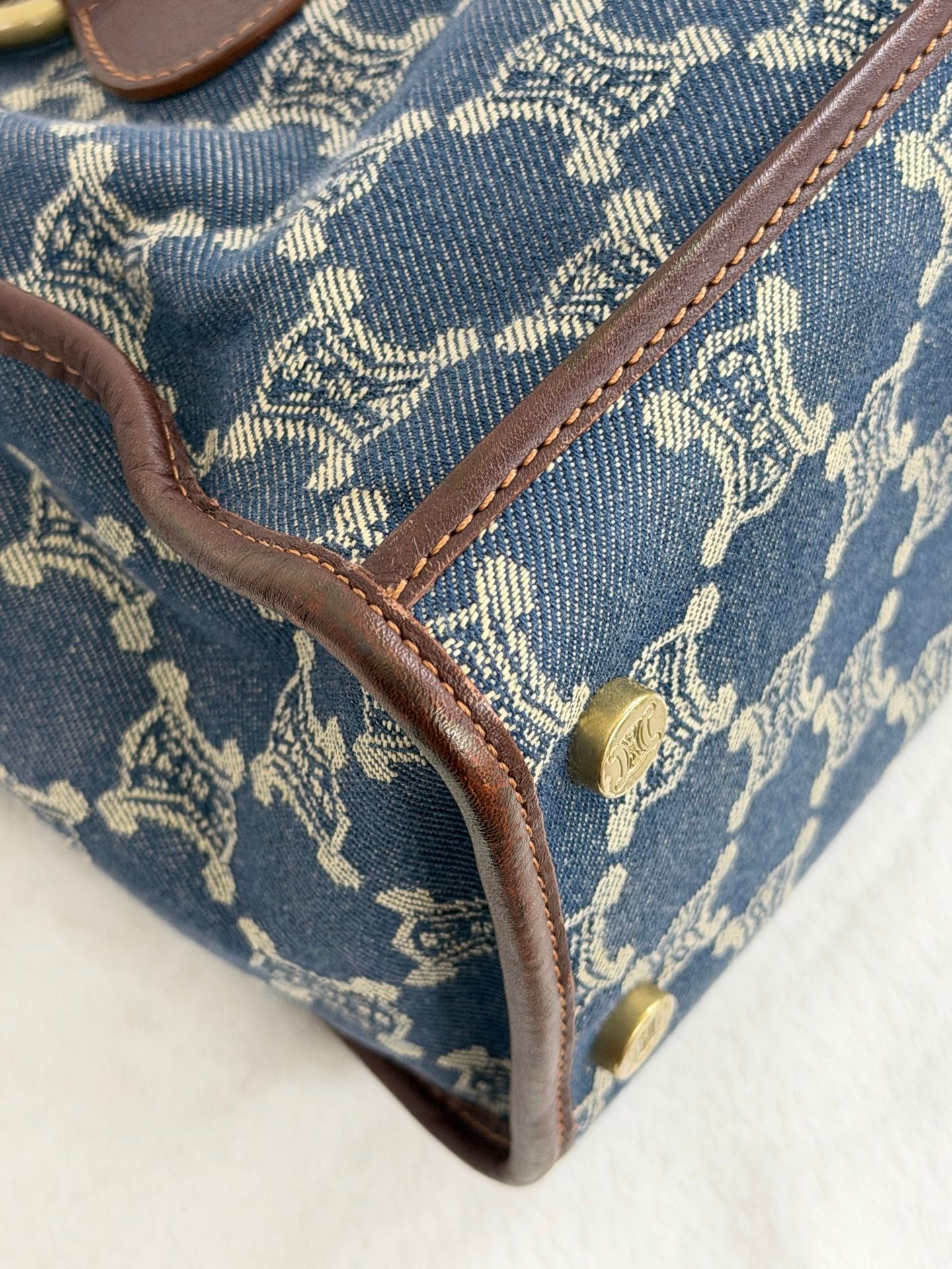 CELINE Paris Macadam Denim Canvas Multi-Pocket Handbag