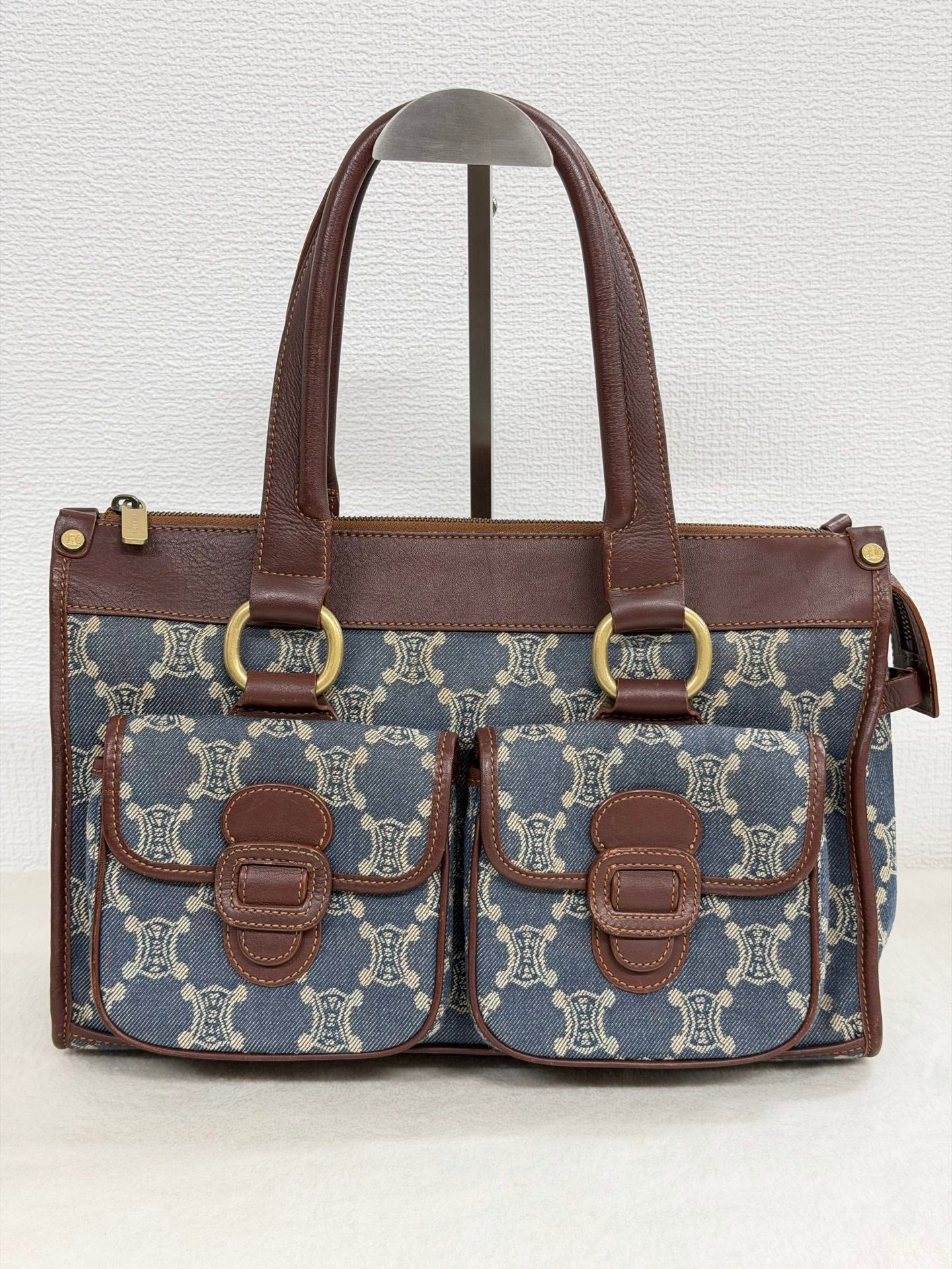 CELINE Paris Macadam Denim Canvas Multi-Pocket Handbag