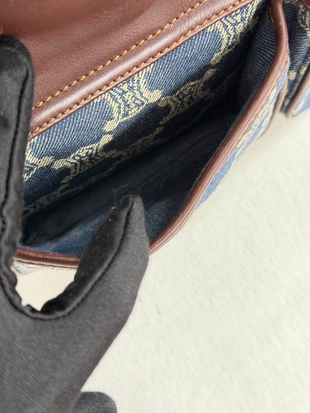 CELINE Paris Macadam Denim Canvas Multi-Pocket Handbag