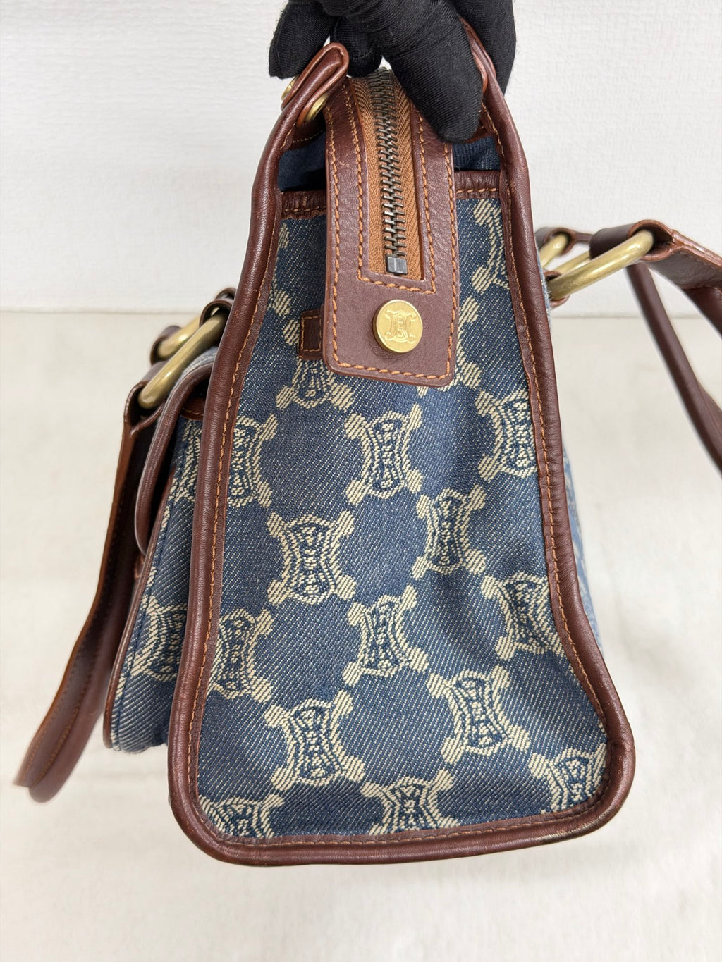 CELINE Paris Macadam Denim Canvas Multi-Pocket Handbag