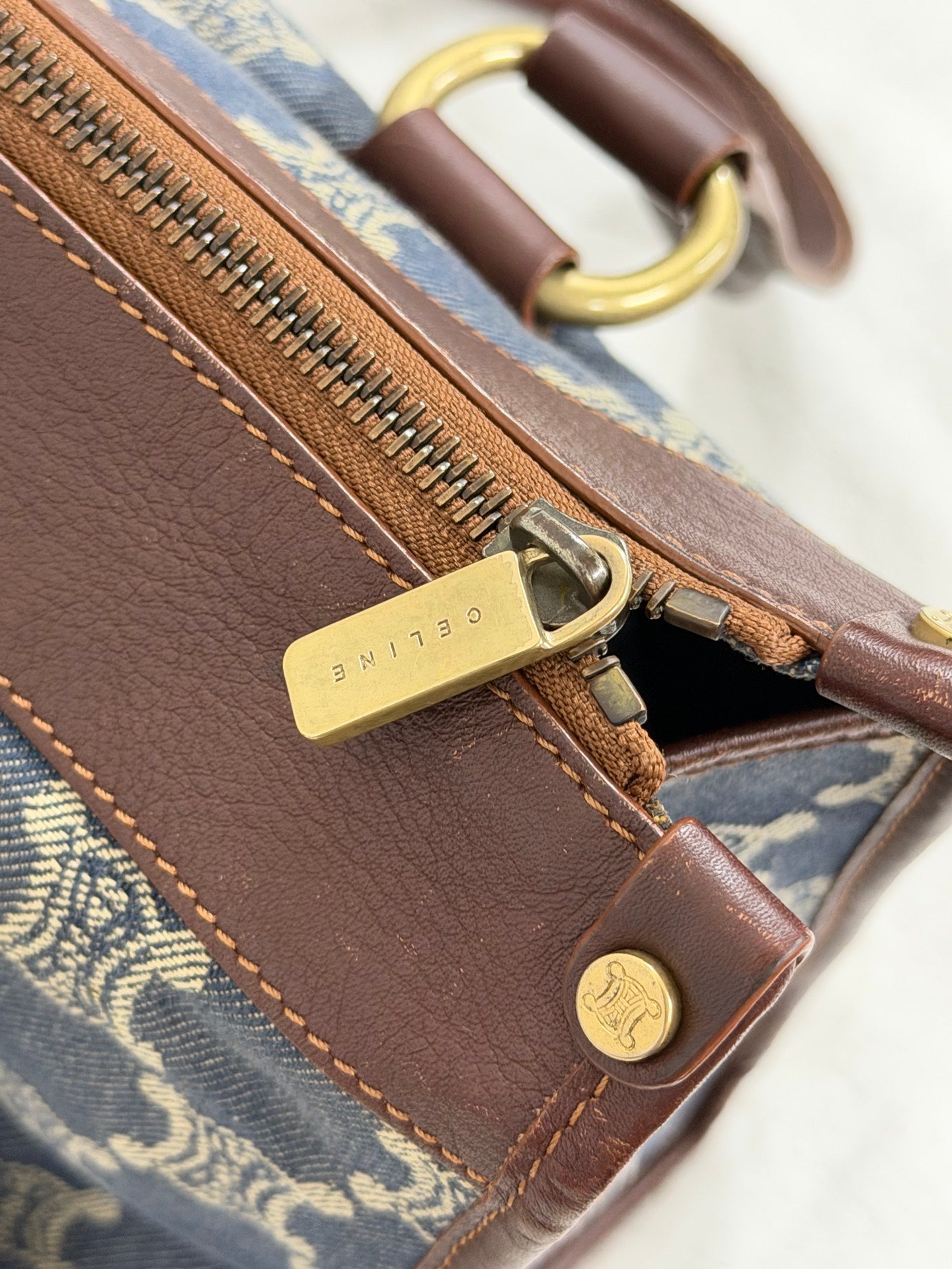 CELINE Paris Macadam Denim Canvas Multi-Pocket Handbag