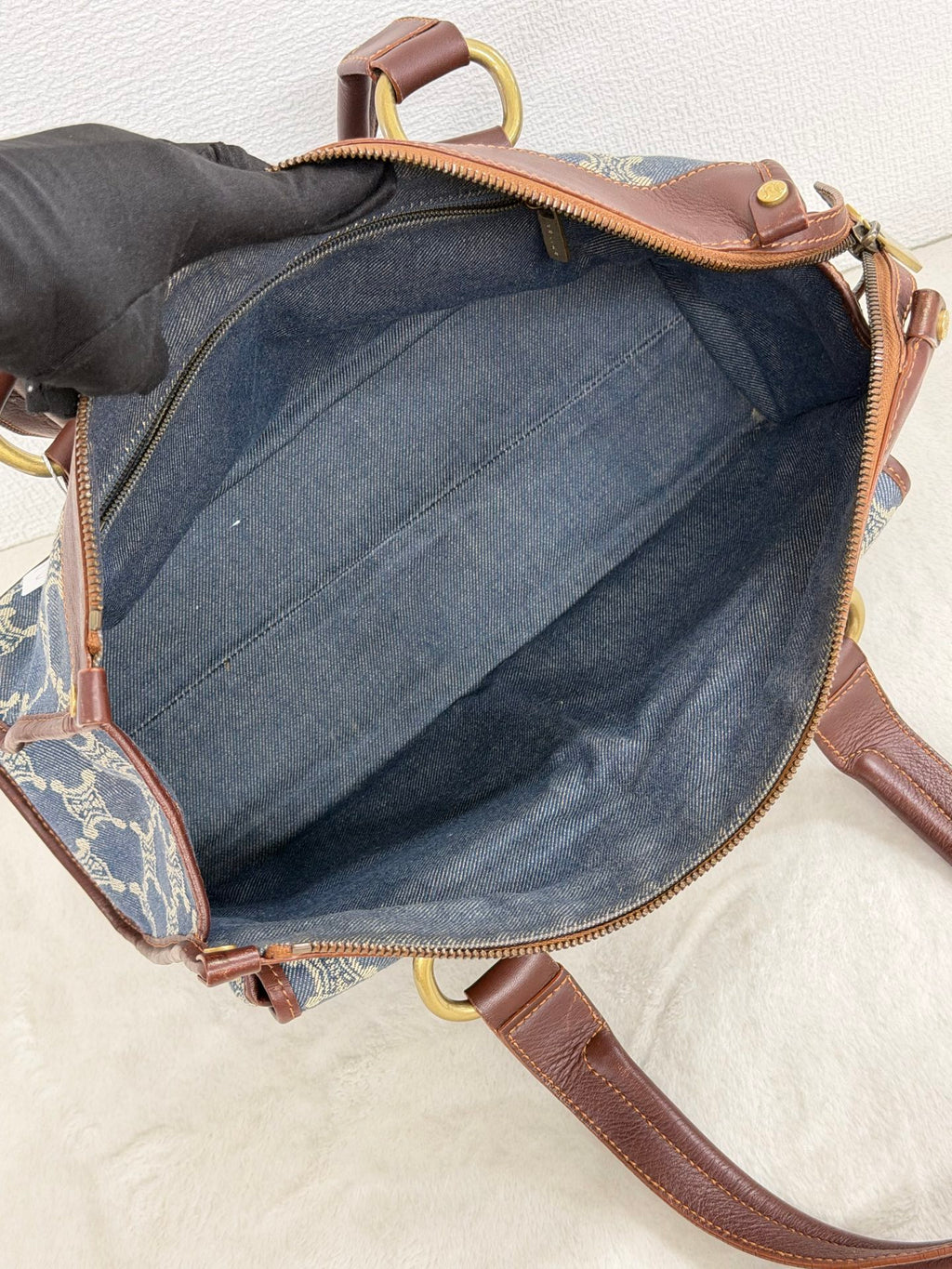 CELINE Paris Macadam Denim Canvas Multi-Pocket Handbag